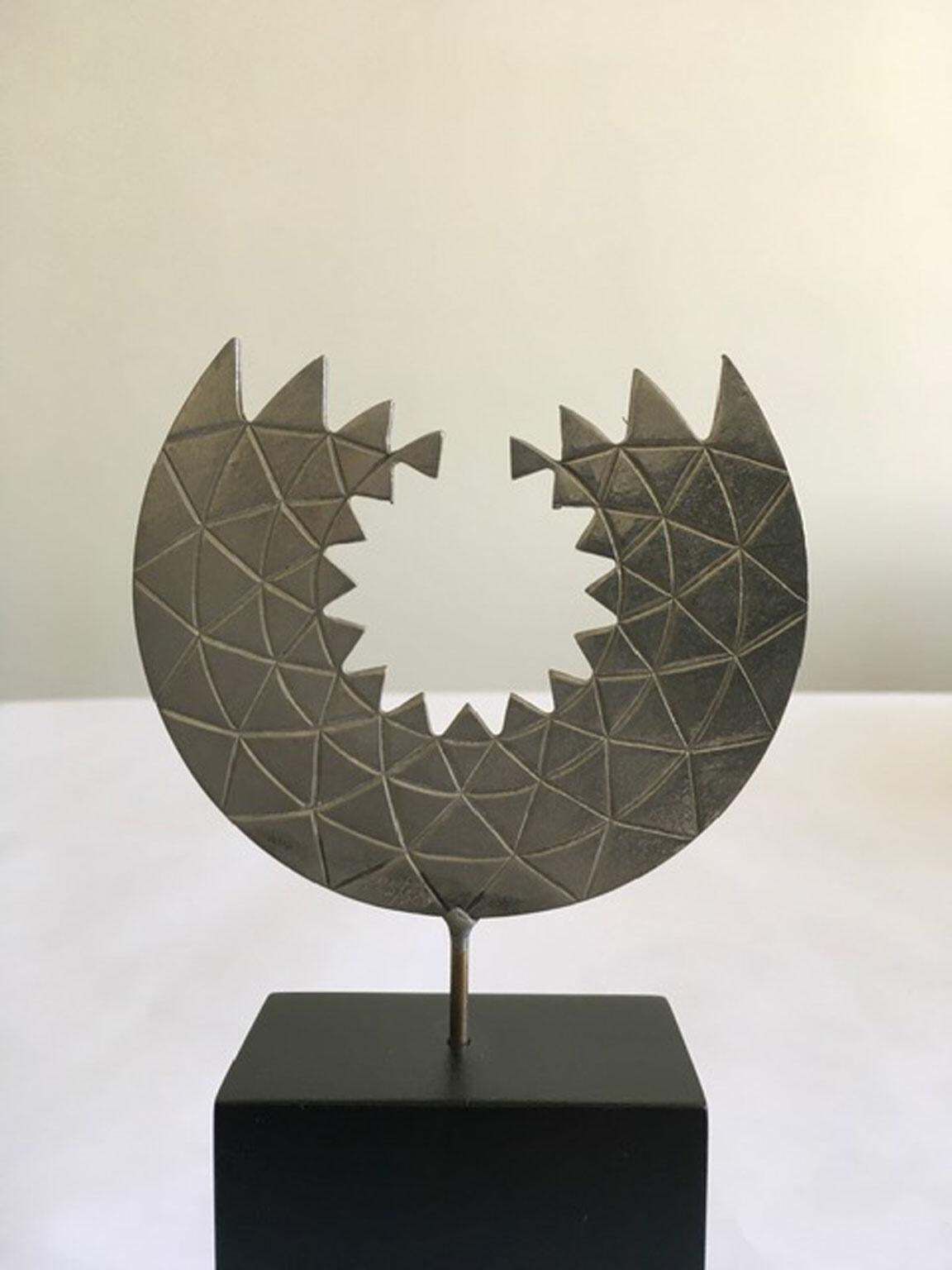 1986 Italy Post Modern Mirella Forlivesi Abstract Pewter Sculpture photo furniture