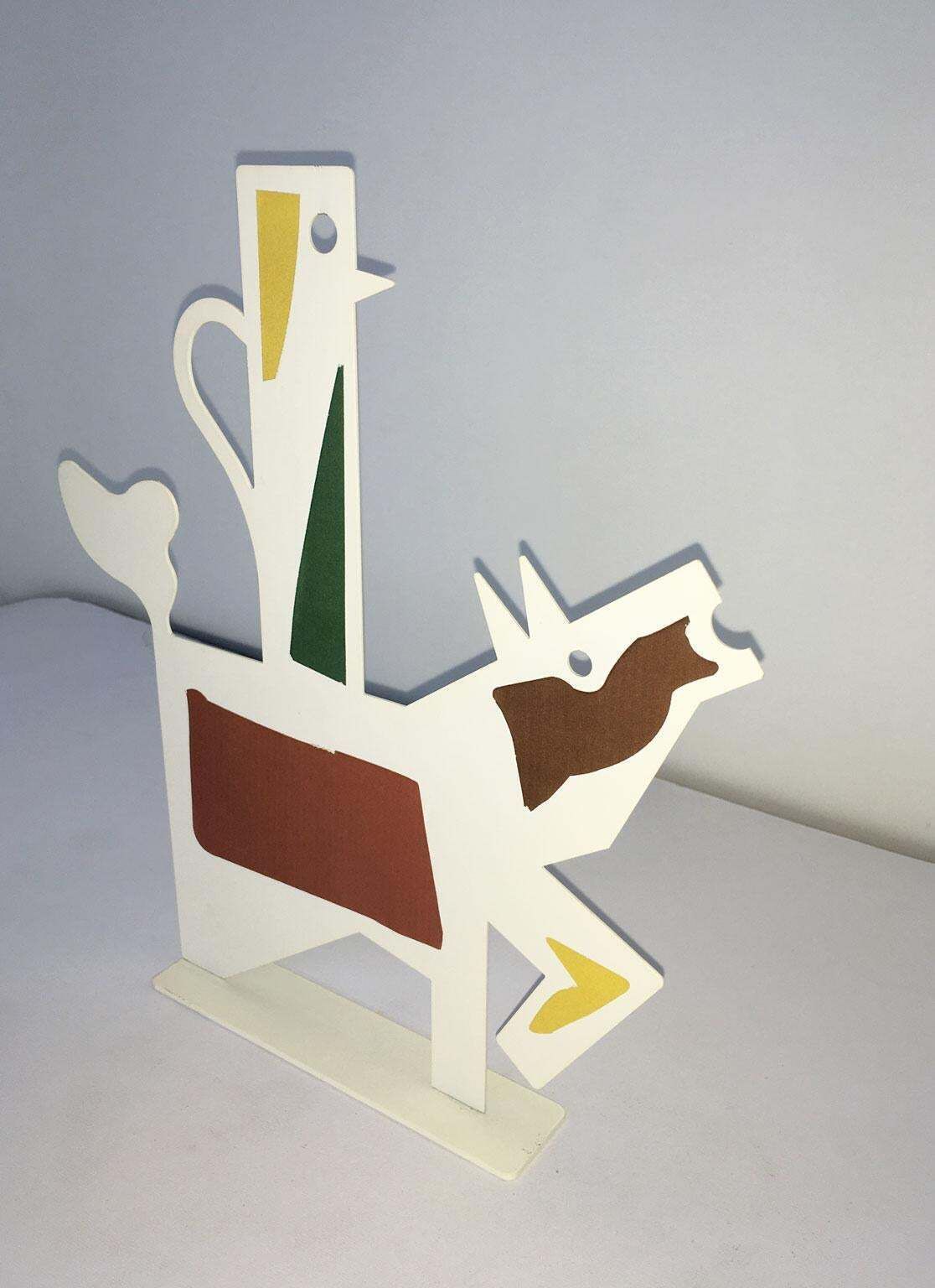 Italy 1980 Riccardo Dalisi White Painted Metal Sculpture Muccacaffè photo 393.0