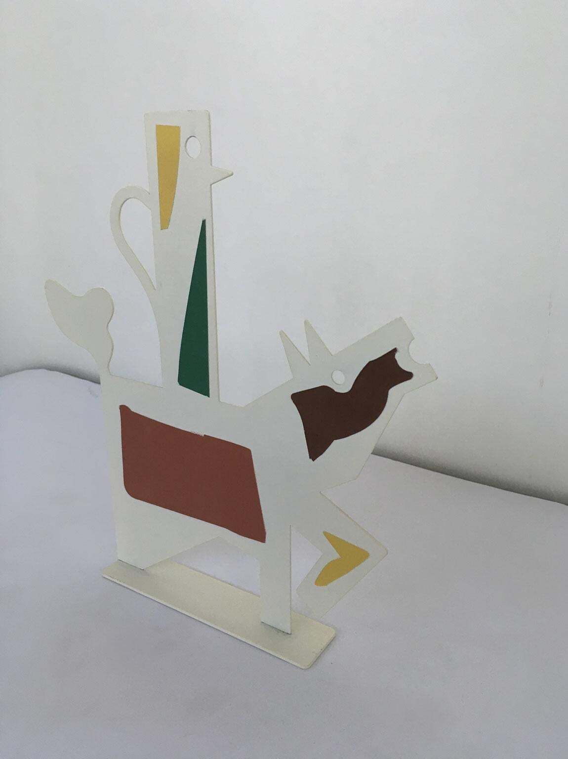 Italy 1980 Riccardo Dalisi White Painted Metal Sculpture Muccacaffè photo vinterior