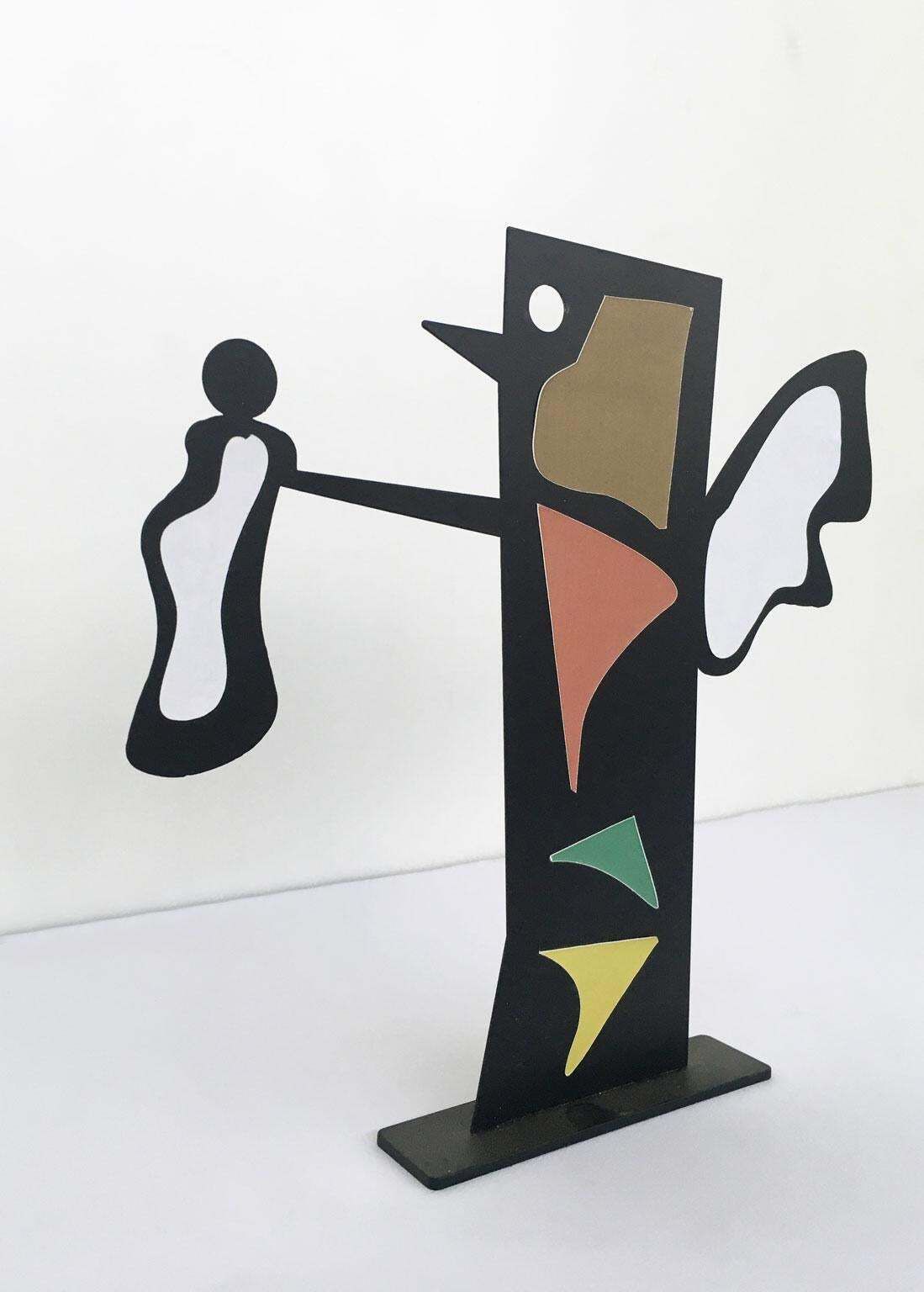Italy 1980 Riccardo Dalisi Black Metal Painted Sculpture Caffellatte photo Art