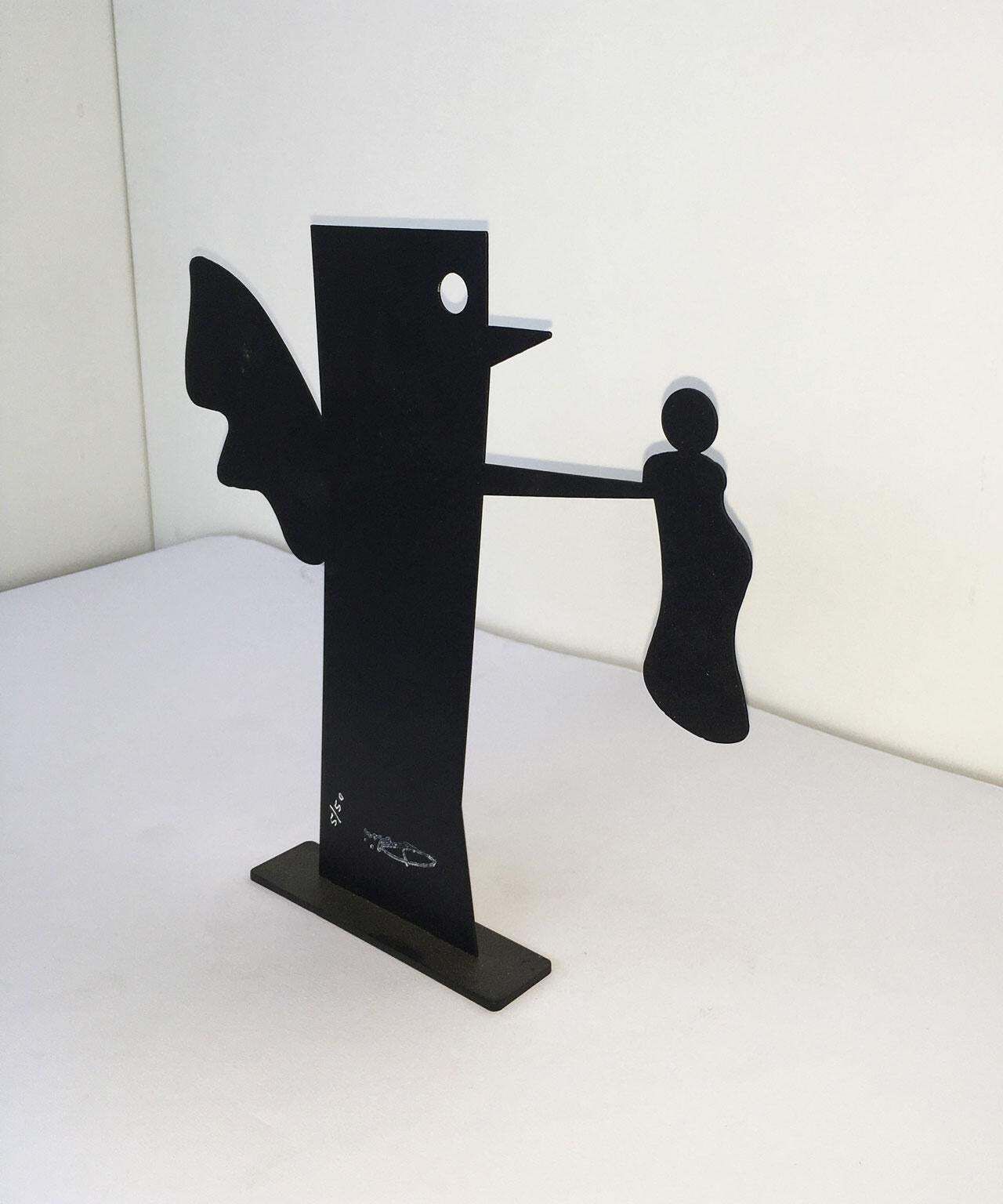 photo buy Italy 1980 Riccardo Dalisi Black Metal Painted Sculpture Caffellatte