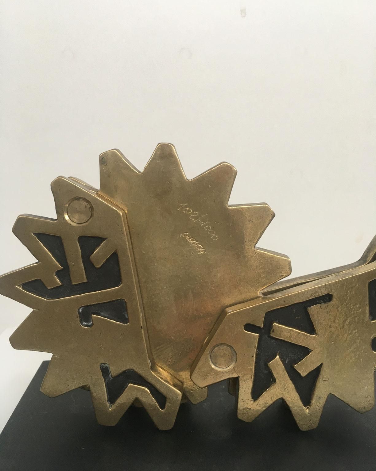 1980 Italy Bronze Abstract Sculpture Bruno Chersicla Ruota Wheel photo buy