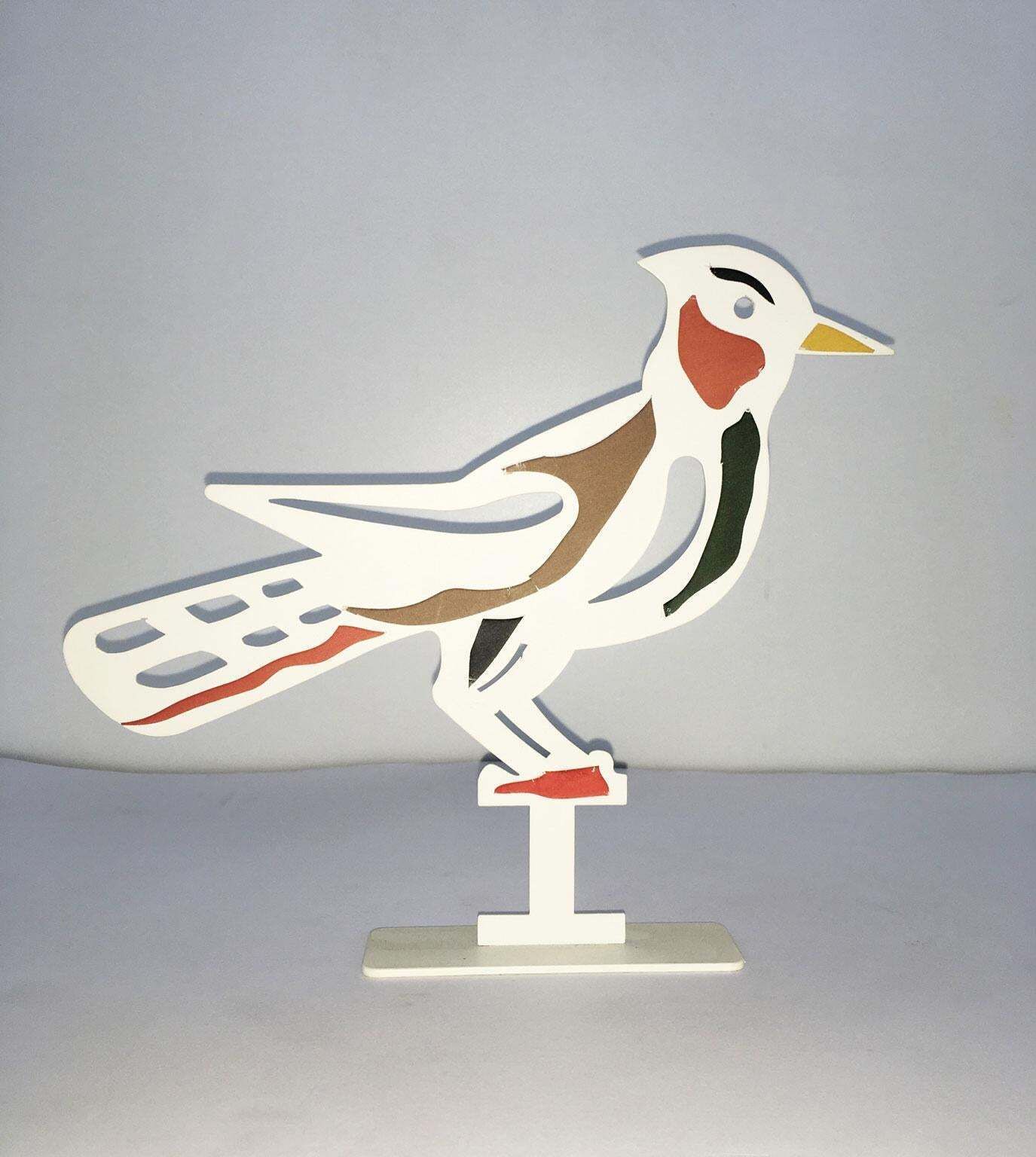 Italy 1980 Bruno Chersicla White Painted  Metal Sculpture Upupa photo for sale