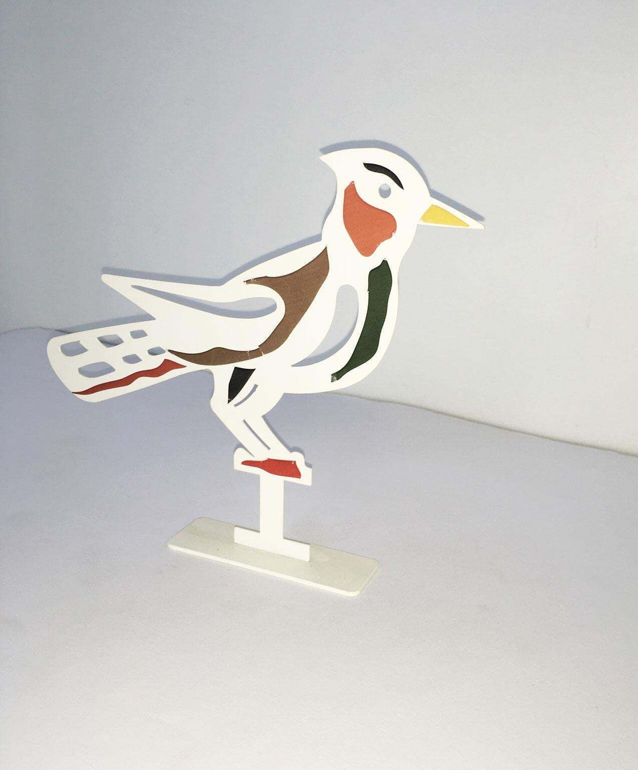 Italy 1980 Bruno Chersicla White Painted  Metal Sculpture Upupa photo 314.0