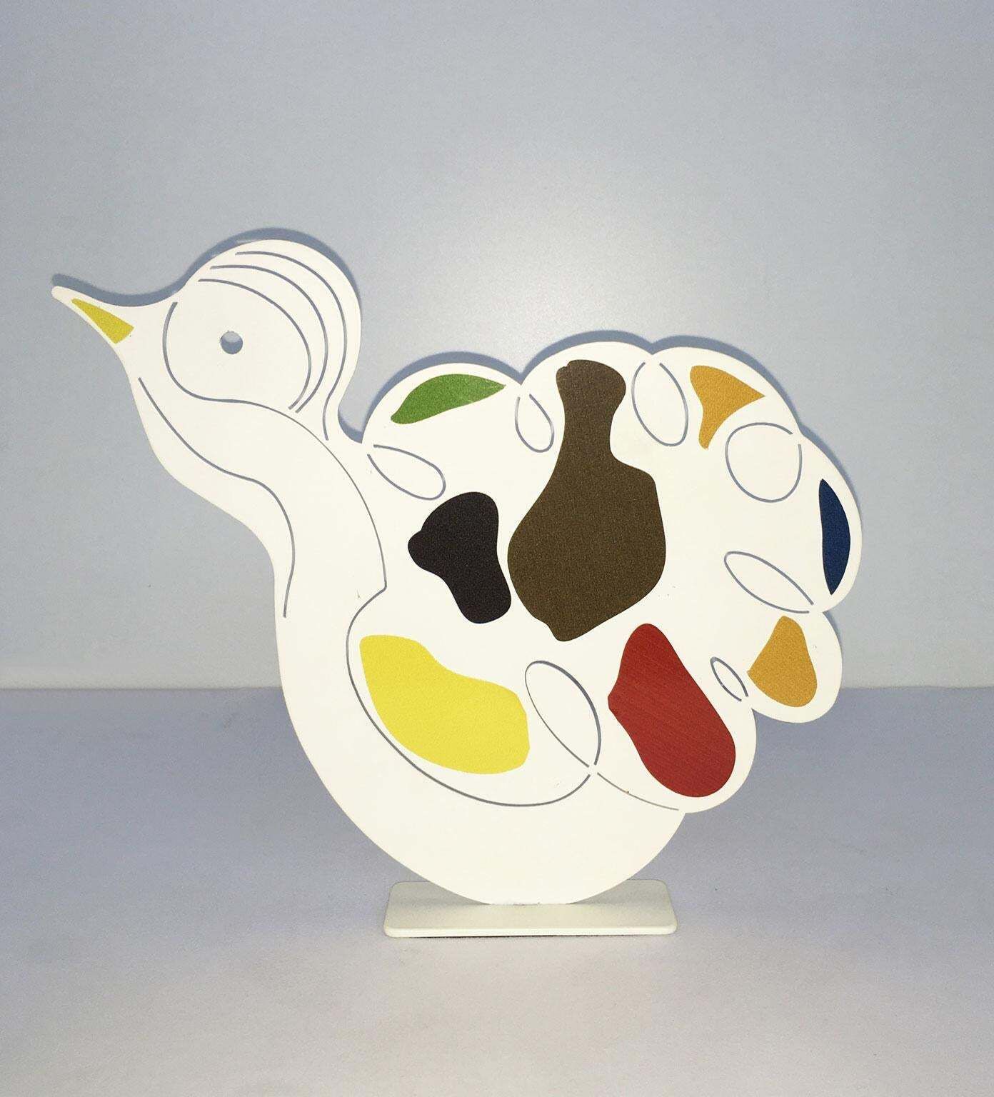 Italy 1980 Riccardo Dalisi White Painted Metal Sculpture Pulcinino photo for sale