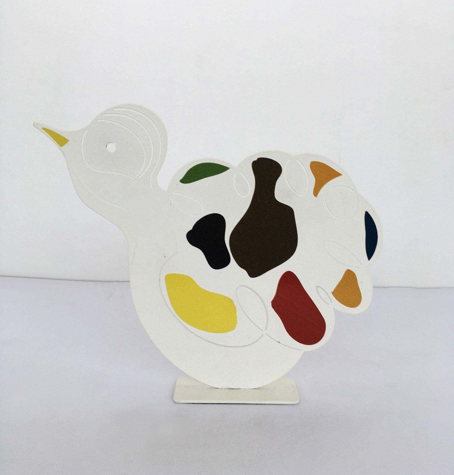 photo vintage Italy 1980 Riccardo Dalisi White Painted Metal Sculpture Pulcinino