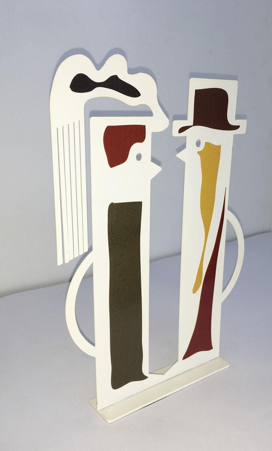 Italy 1980 Riccardo Dalisi  White Painted Metal Amanti photo 393.0