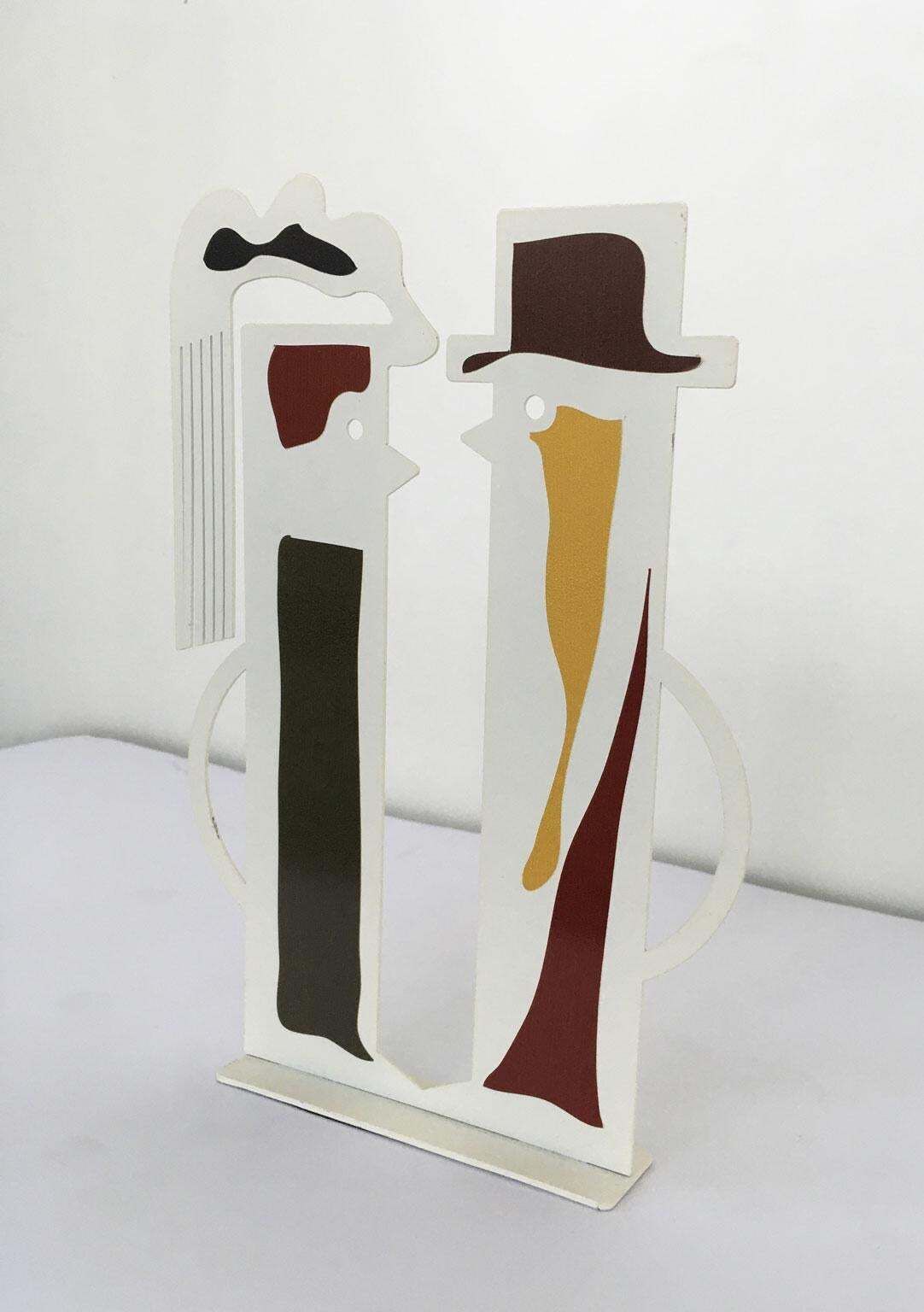 Italy 1980 Riccardo Dalisi  White Painted Metal Amanti photo vintage