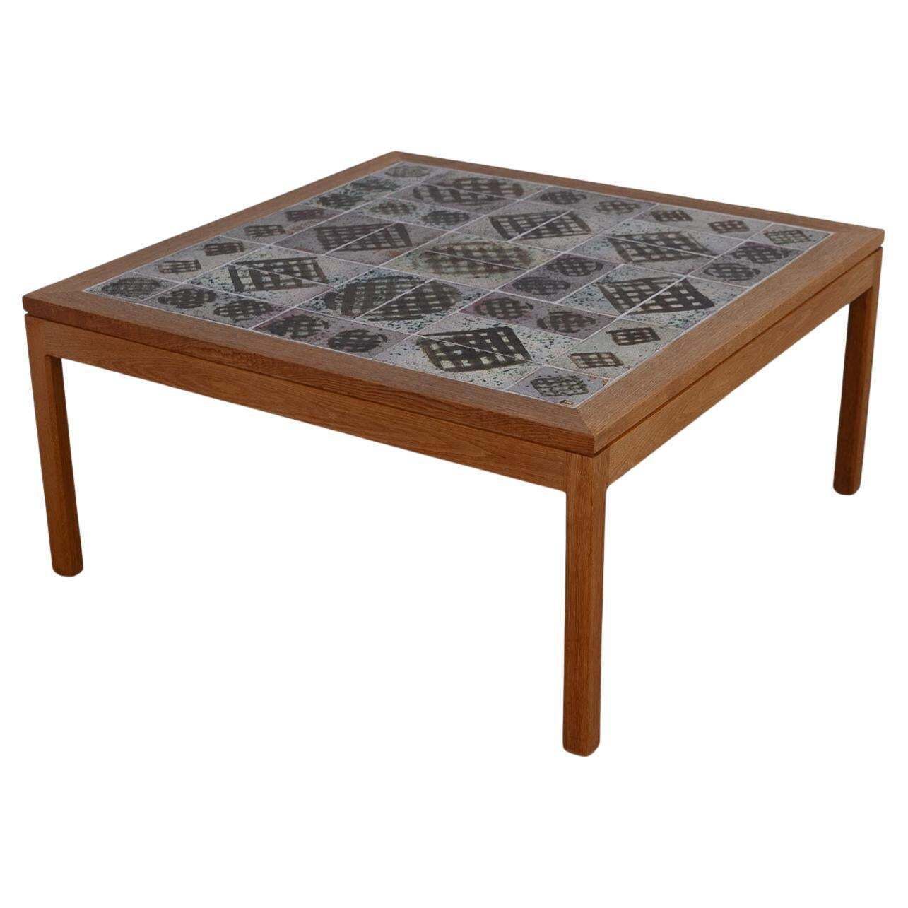 Danish Oak And Tile Coffee Table By Tue Poulsen, 1960s.