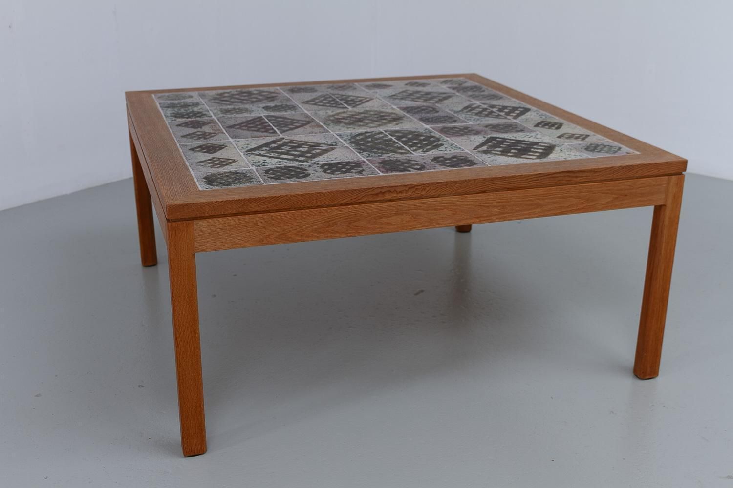 Danish Oak And Tile Coffee Table By Tue Poulsen, 1960s. photo buy