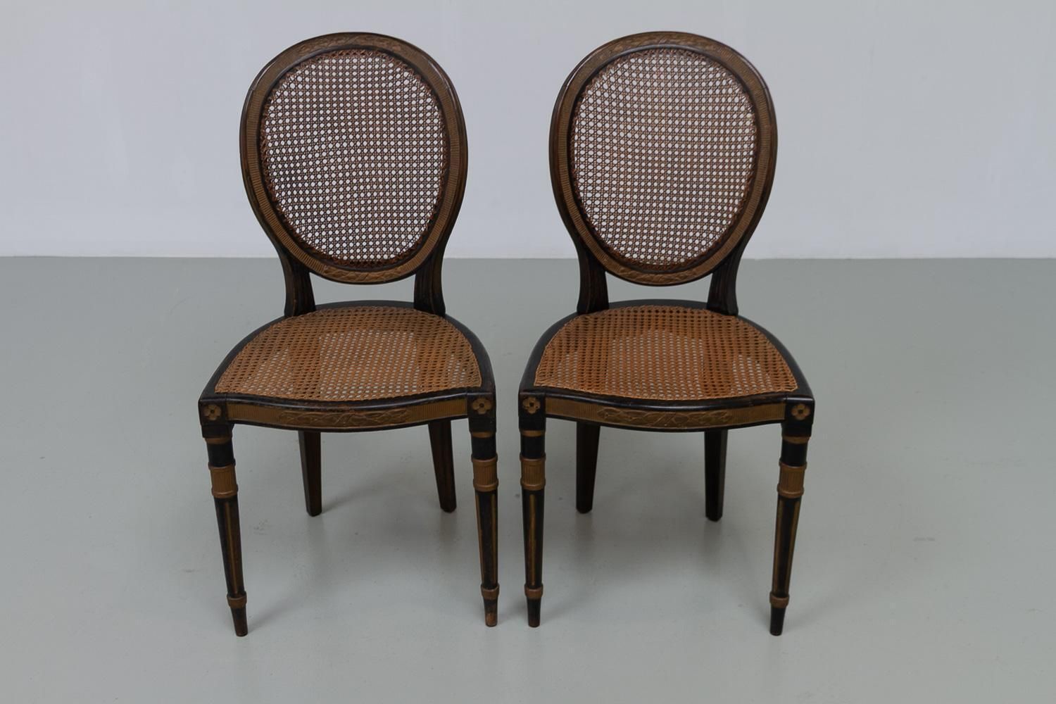 French Louis XVI Style Cane Side Chairs, 1880s. Set Of 2. photo for sale