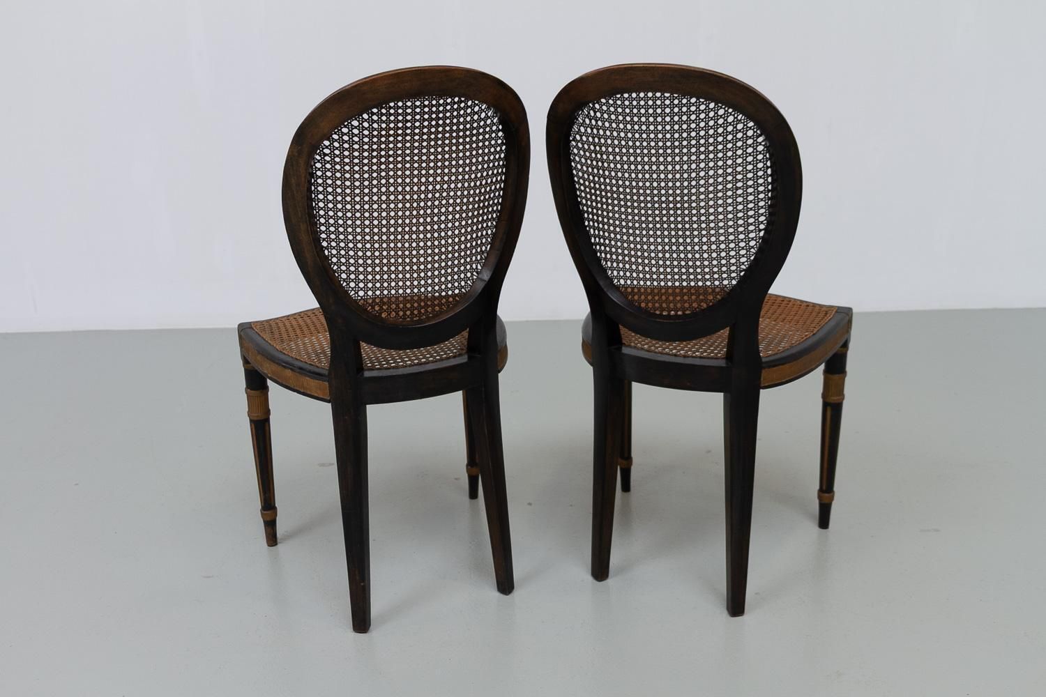 French Louis XVI Style Cane Side Chairs, 1880s. Set Of 2. photo Furniture