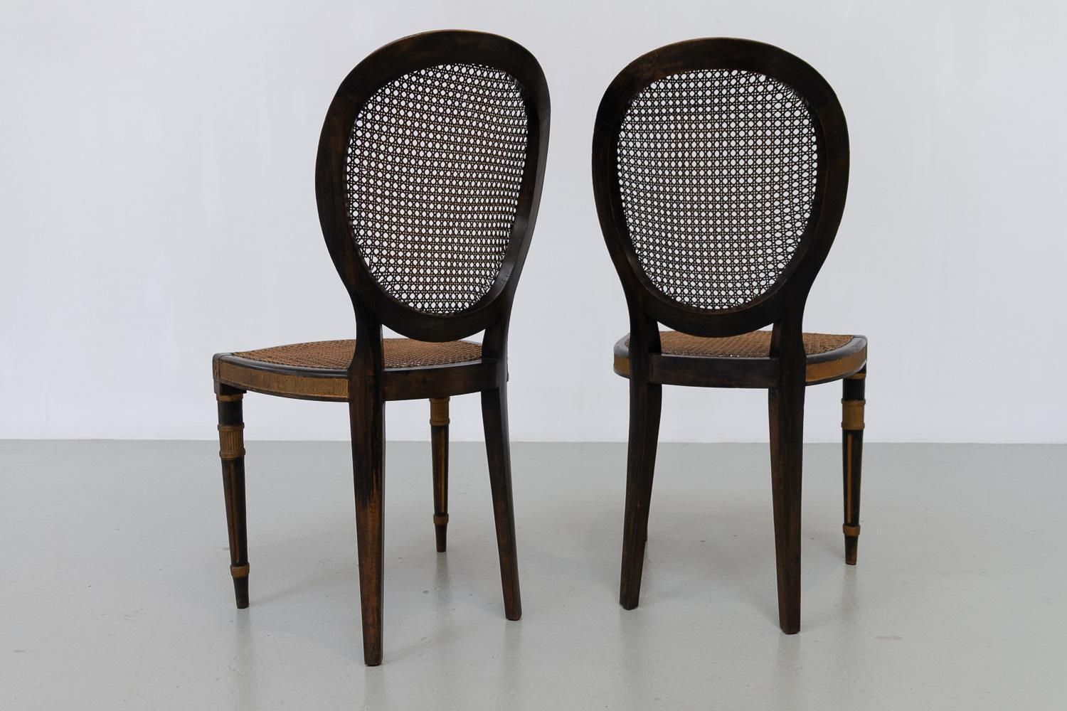 Furniture French Louis XVI Style Cane Side Chairs, 1880s. Set Of 2. photo