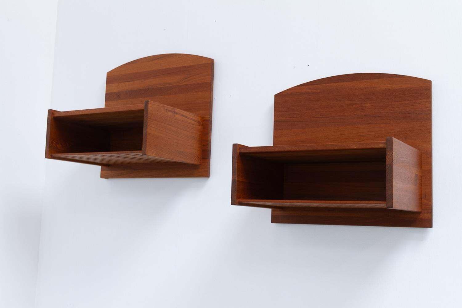 Danish Wall Mounted Bedside Tables In Solid Teak By Trip Trap, 1980s. Set Of 2. photo Furniture
