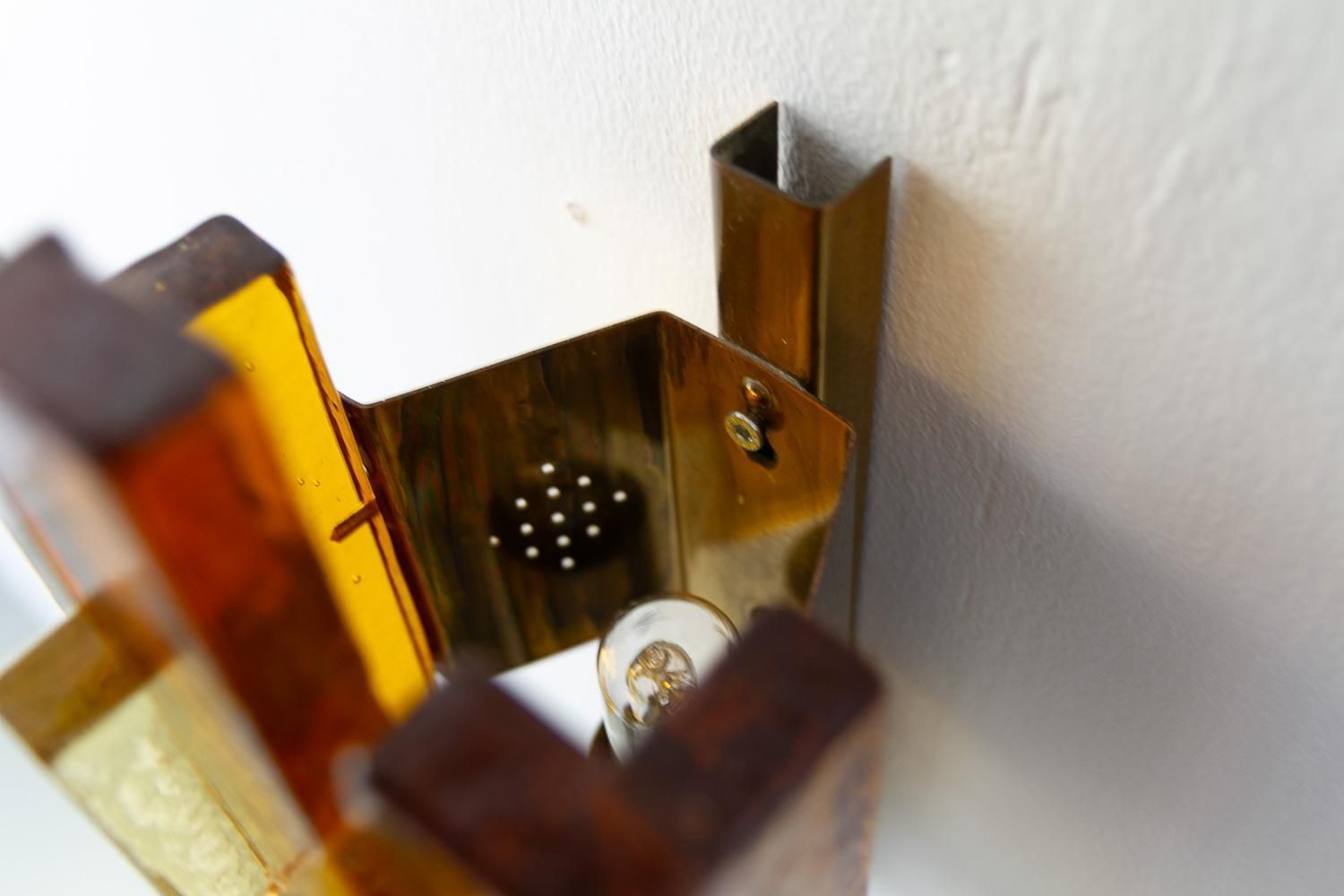 Stacked Glass And Brass Wall Sconce By Svend Aage Holm Sørensen, 1960s. photo vinterior