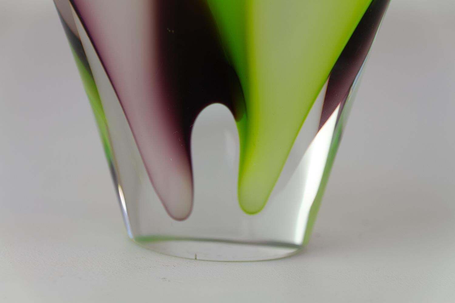 Home Decor Mid Century Coquille Glass Vase By Paul Kedelv For Flygsfors Sweden, 1950s. photo