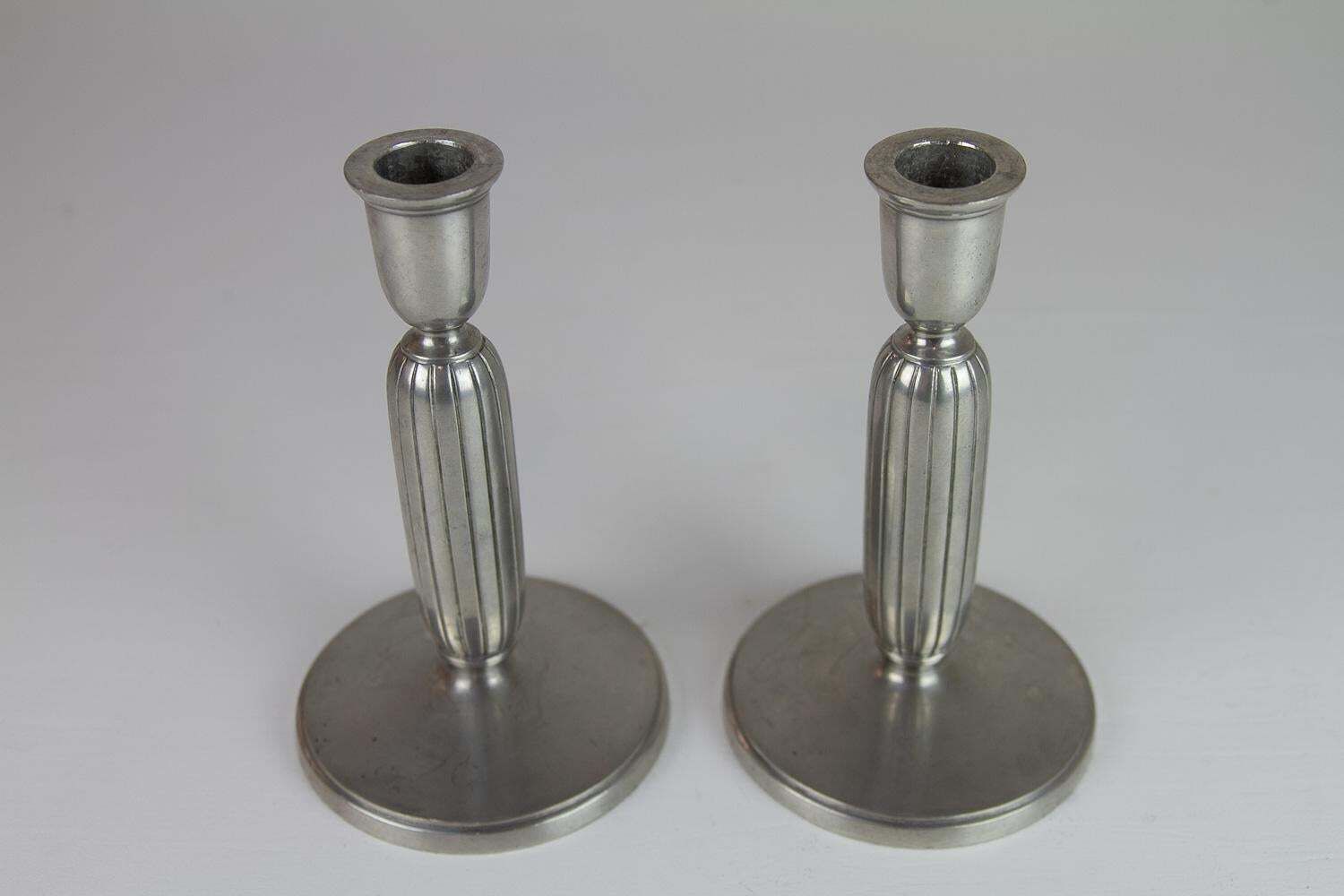 Art Deco Pewter Candle Holders By Just Andersen, 1930s. Set Of 2. photo furniture