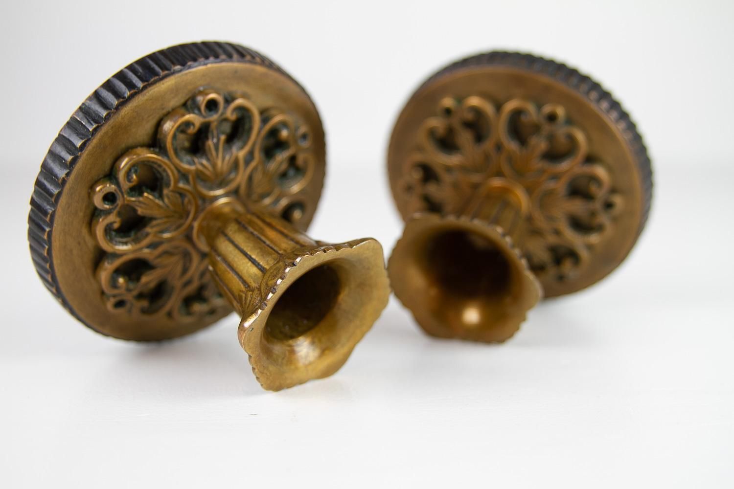 Vintage Danish Art Nouveau Bronze Candleholders, 1930s. Set Of 2. photo buy