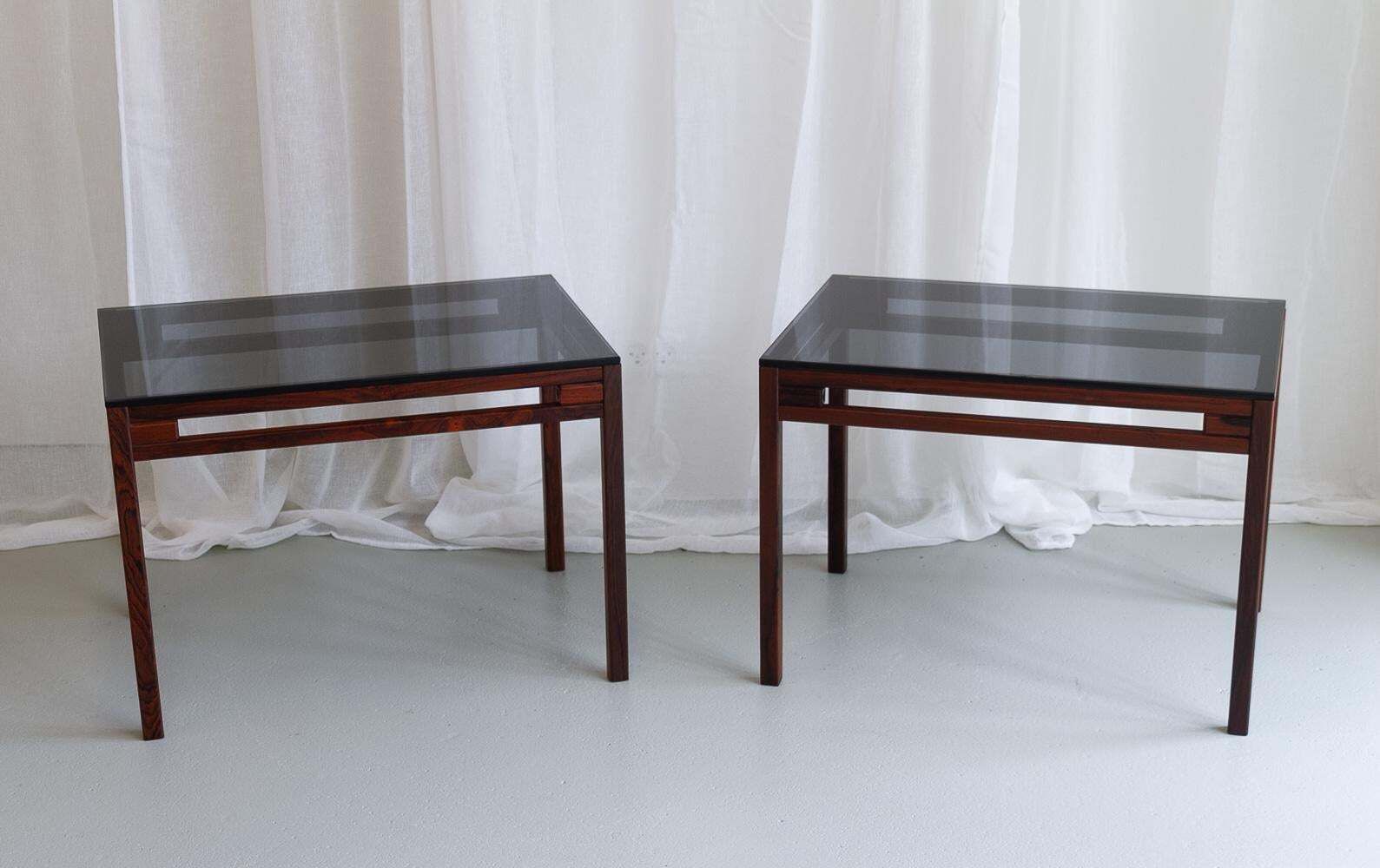 Danish Modern Side Tables In Rosewood And Glass, 1960s. Set Of 2. photo furniture