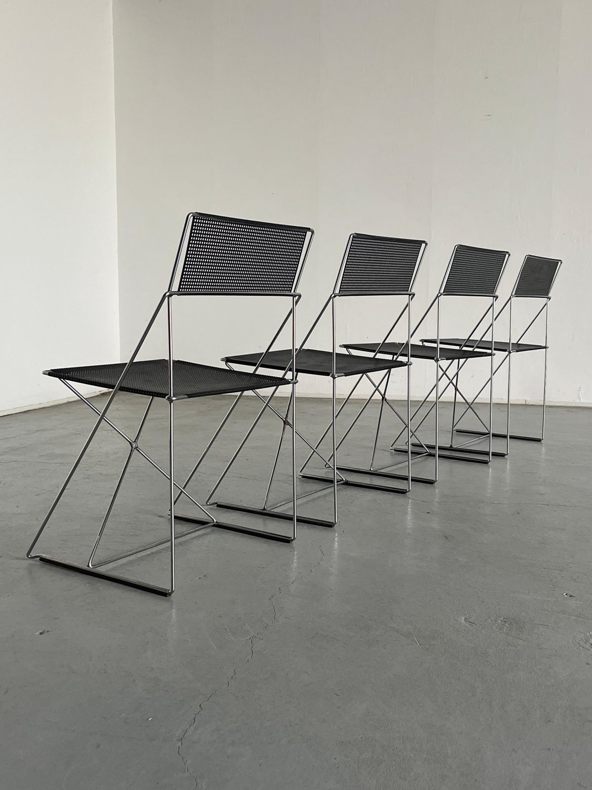 Set Of 4 Vintage Black 'X Line' Chairs By Niels Jørgen Haugesen For Magis, 1980s photo buy