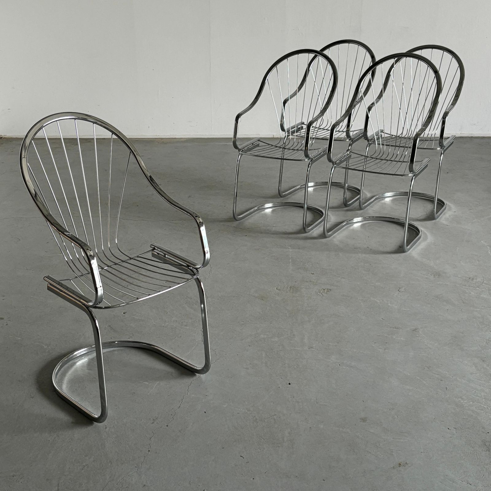 1 Of 5 Vintage Italian Mid Century Armchairs By Gastone Rinaldi For Rima, 1970s photo for sale