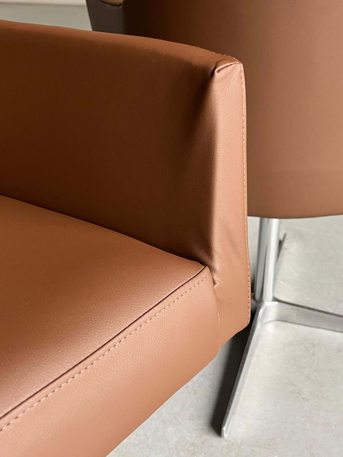 photo for sale Vintage Mid Century Swivel Armchair In Brown Faux Leather, 80s Austria