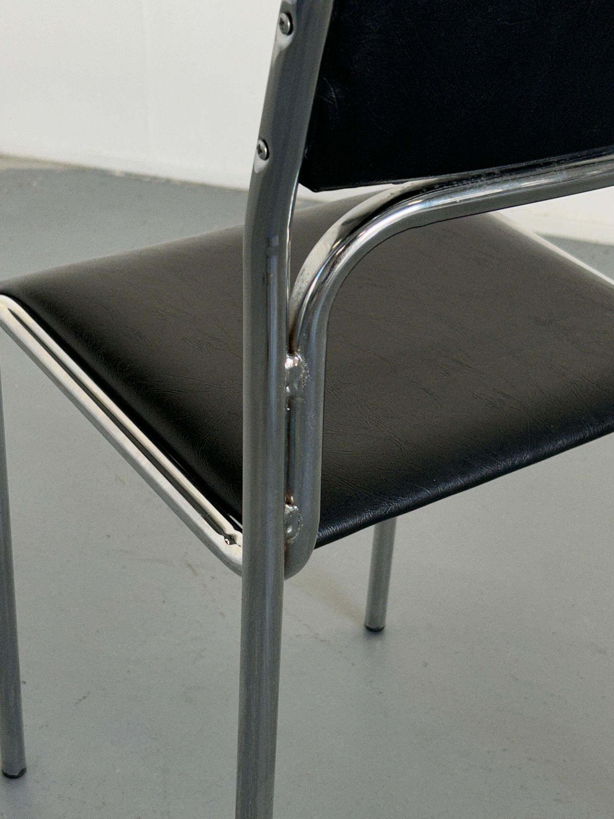 photo furniture 1 Of 8 Bauhaus Chrome Tubular Steel And Black Faux Leather Chairs, 1980s Italy