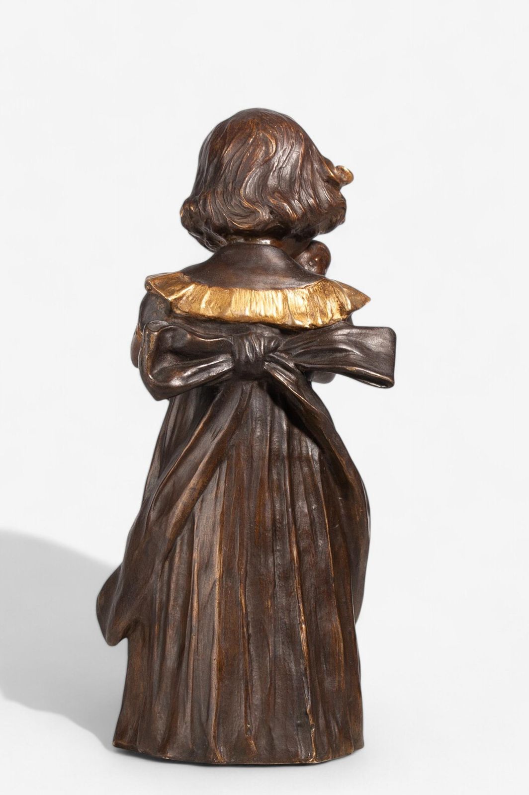 1900s Art Nouveau Bronze Sculpture Of A Girl With A Doll By Leo Laporte Blairsy, France photo vintage