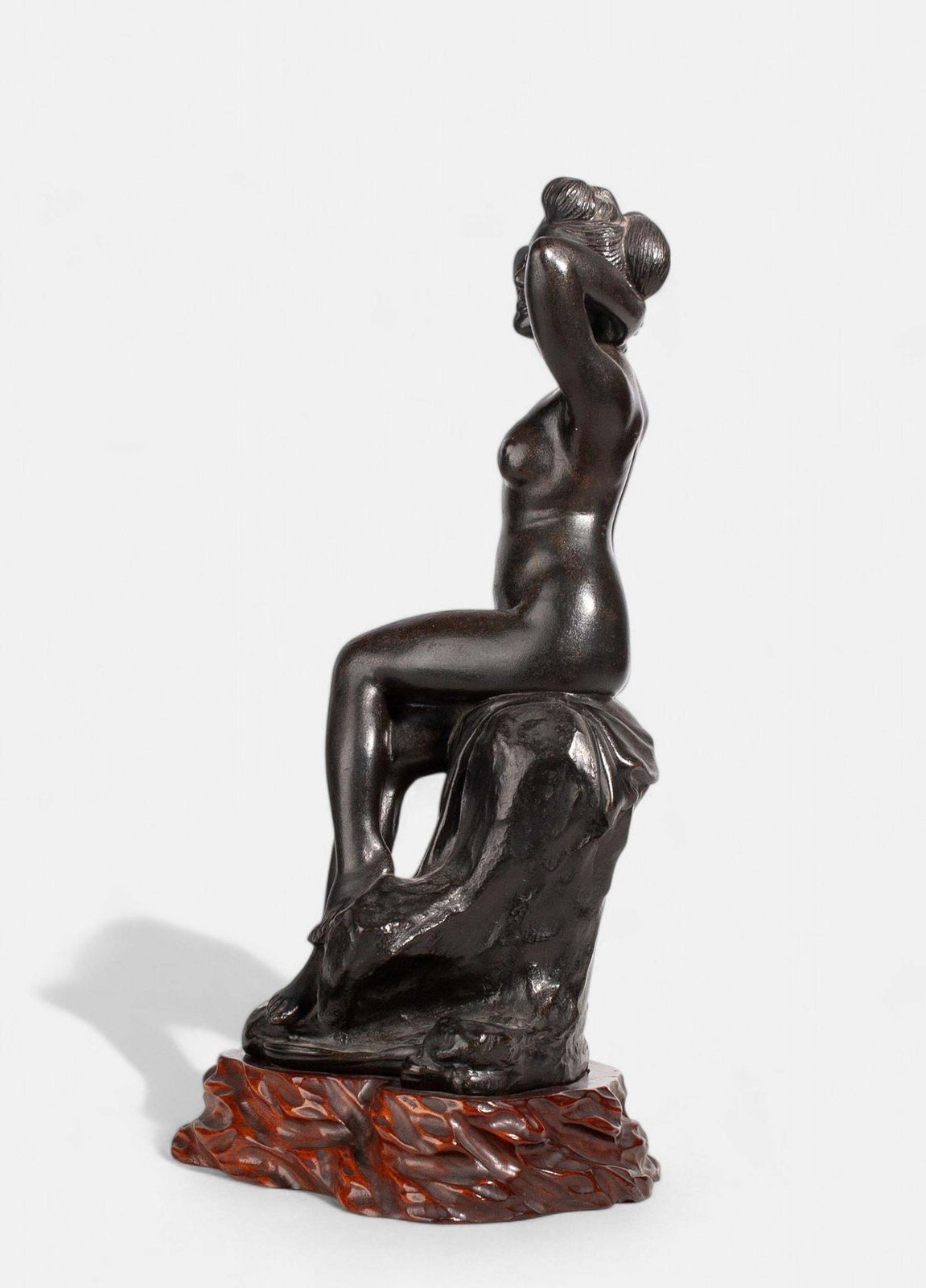 Late 19th Century Meiji Bronze Erotic Sculpture Of A Nude Sitting Woman In The Style Of Okazaki Sessei, Japan photo buy