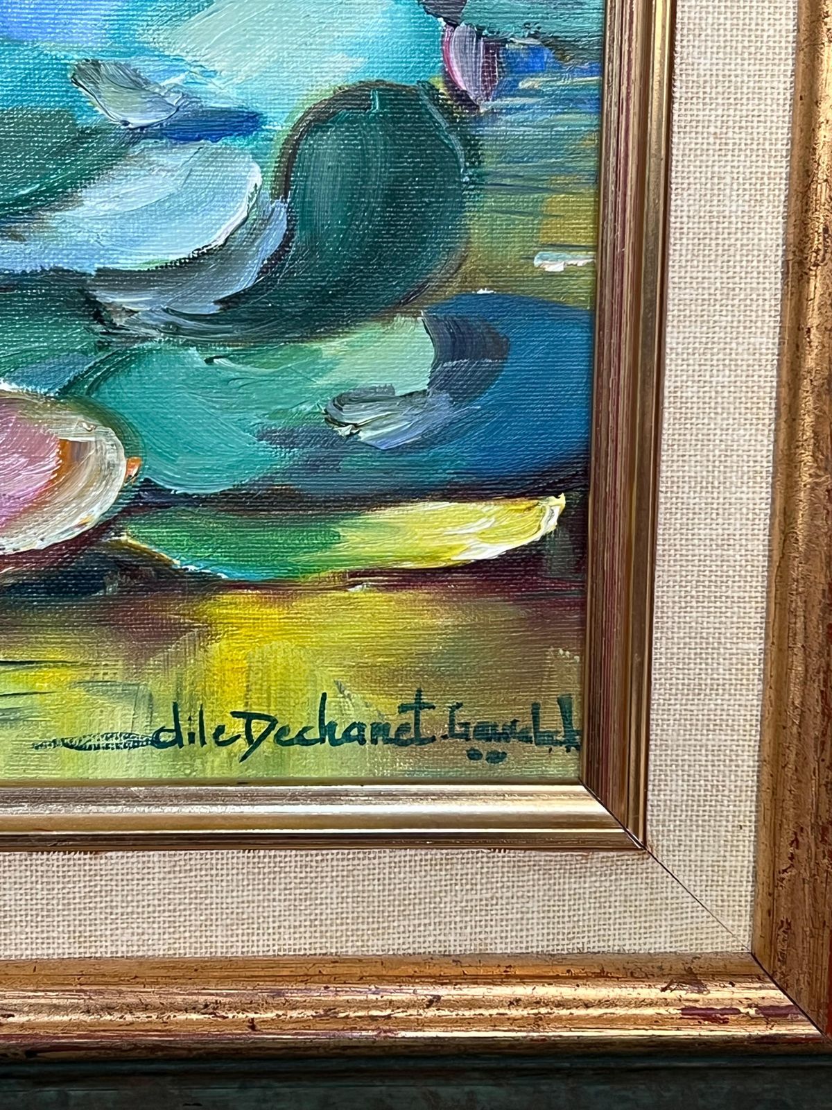 Odile Dechanetthe Waterlily Pond Signed Original French Oil Painting, 20th Century20th Century photo vinterior