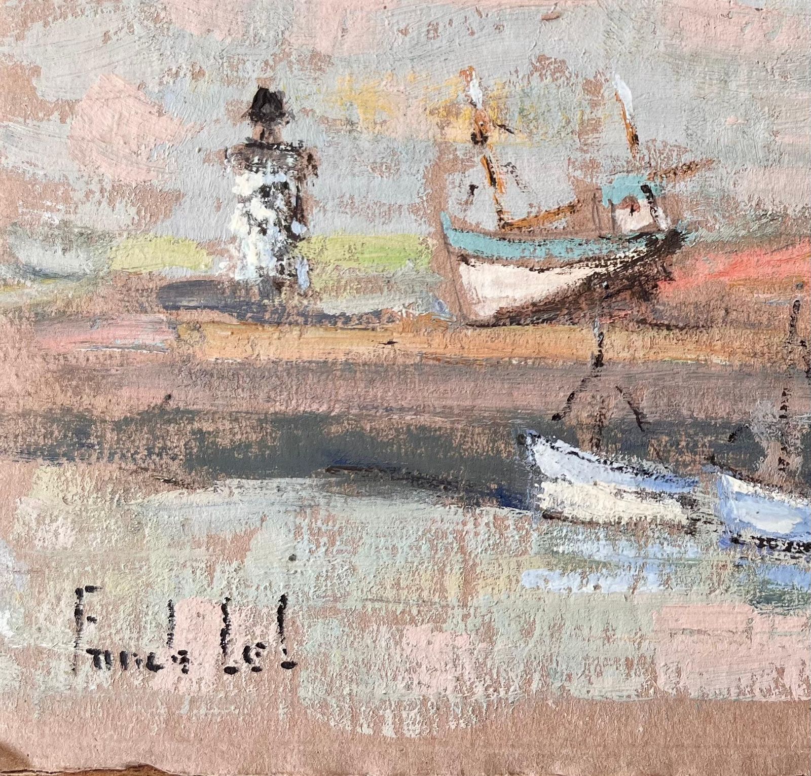 Fanch Lelfrench Harbour Scene With Lighthouse And Boats In Camaret By Fanch Lel photo vinterior