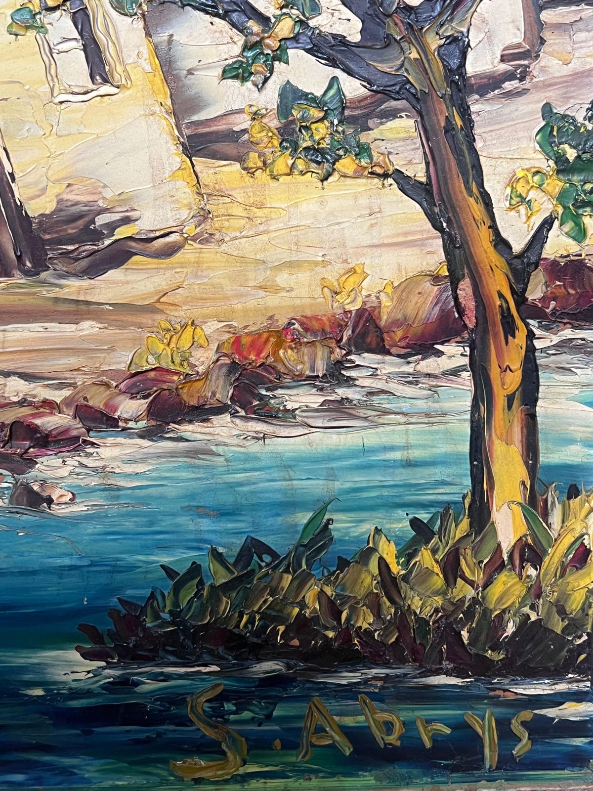 Léon Schwartz   Abrys20th Century French Expressionist Signed Oil Old Houses By River photo buy