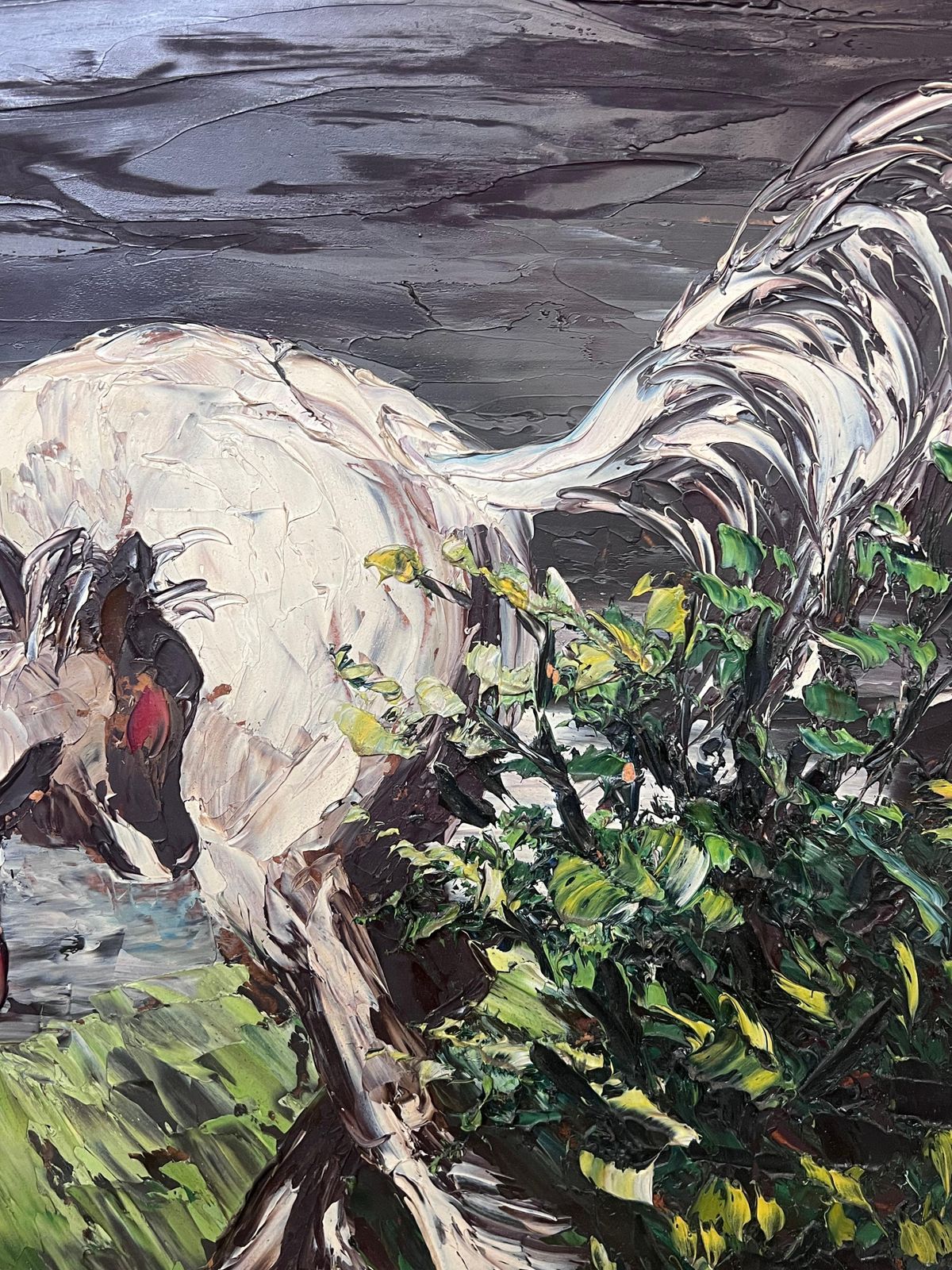 Léon Schwartz Abrysfrench Expressionist Signed Oil Horse & Her Foal In Landscape, 20th Century photo Art