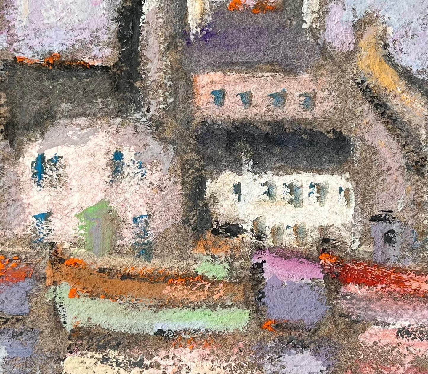 Fanch Lelfrench Pastel Harbour Scene Of Colourful Boats And Buildings In Cherbourg photo buy