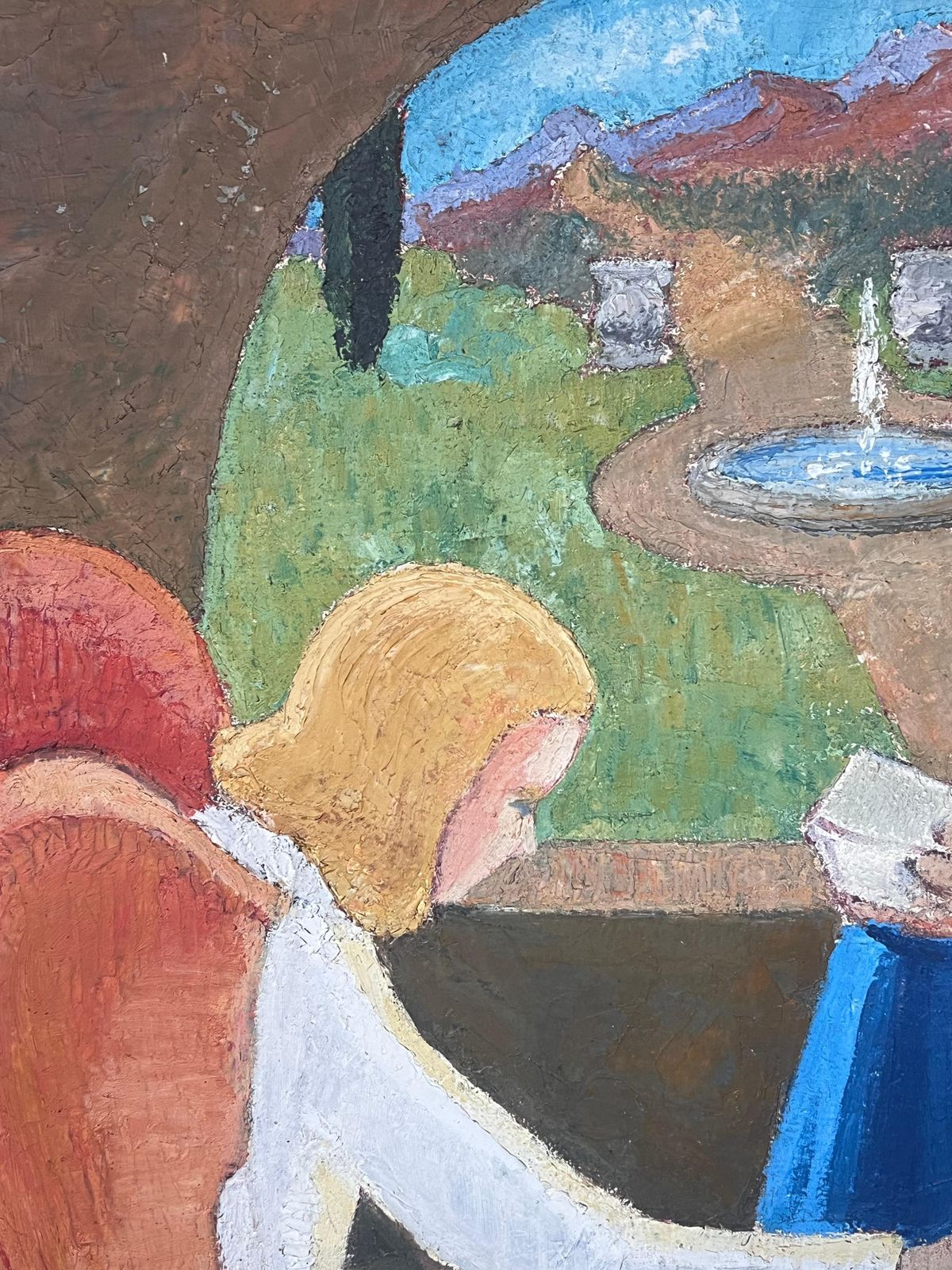 Large 1920's French Nabis School Oil Painting The Annunciation Mary & Angel1920's photo for sale