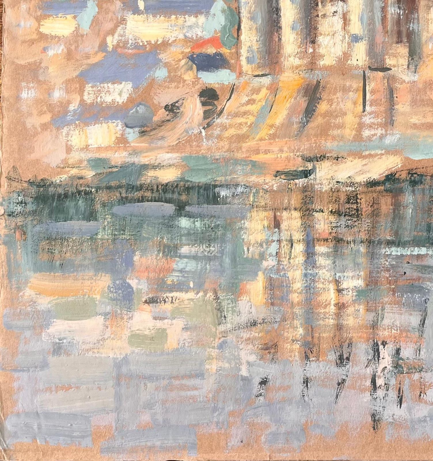 Fanch Lelfrench Impressionist Castle On Riverbank With Reflections And Village photo vinterior
