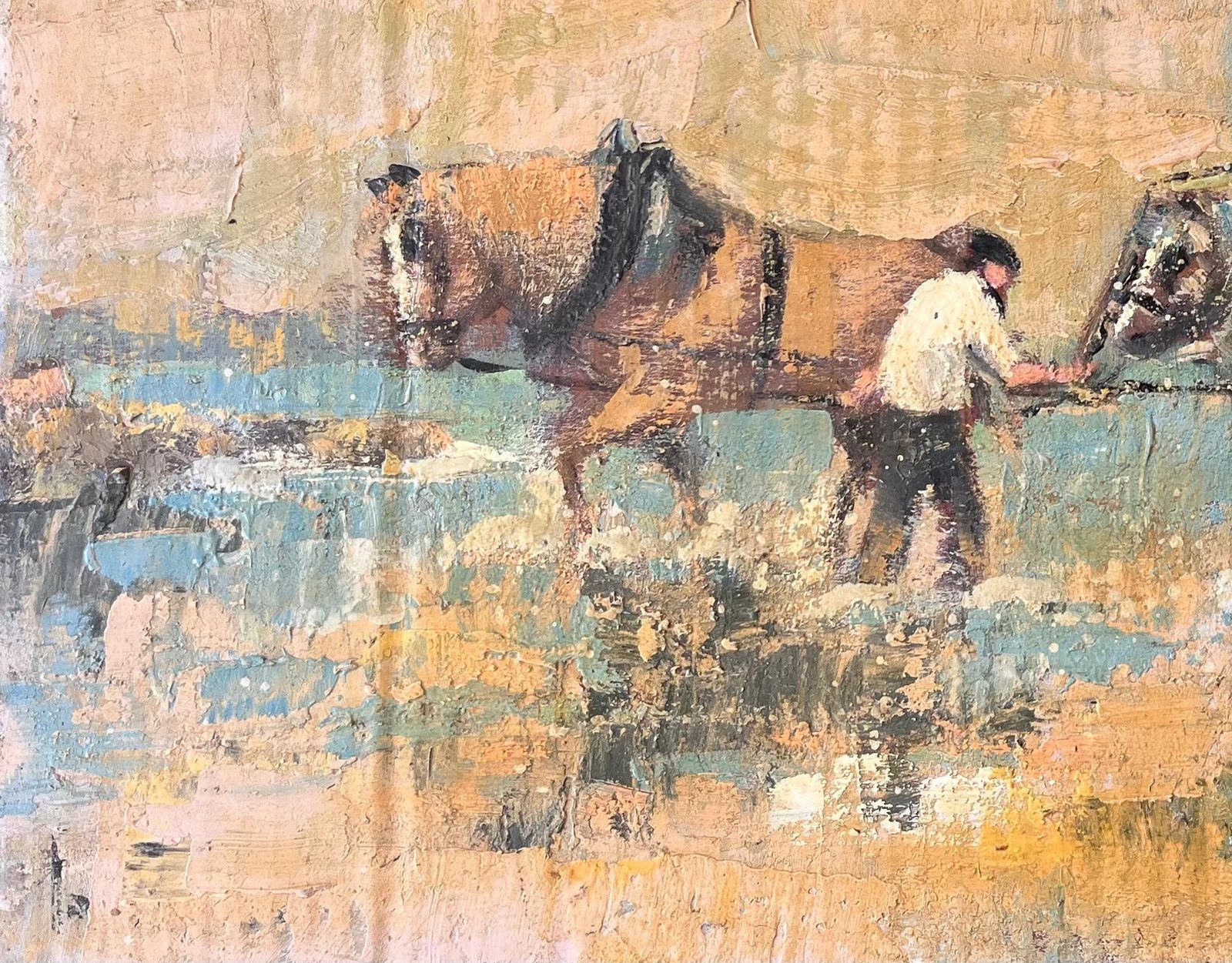 Fanch Lelfrench Impressionist Horse Drawn Hay Cart With Farmer In Rural Landscape photo Art