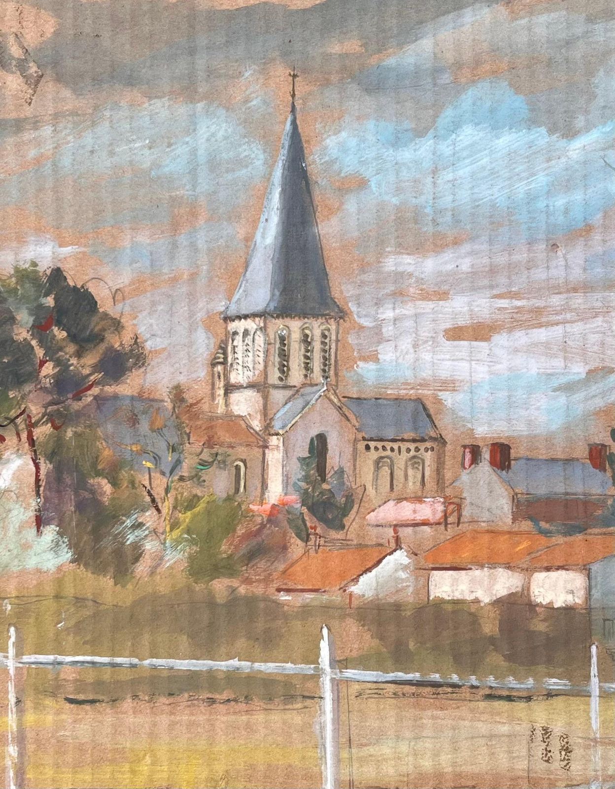 Fanch Lelfrench Impressionist Village Landscape With Church And Red Roofs By Fanch Lel1994 photo buy