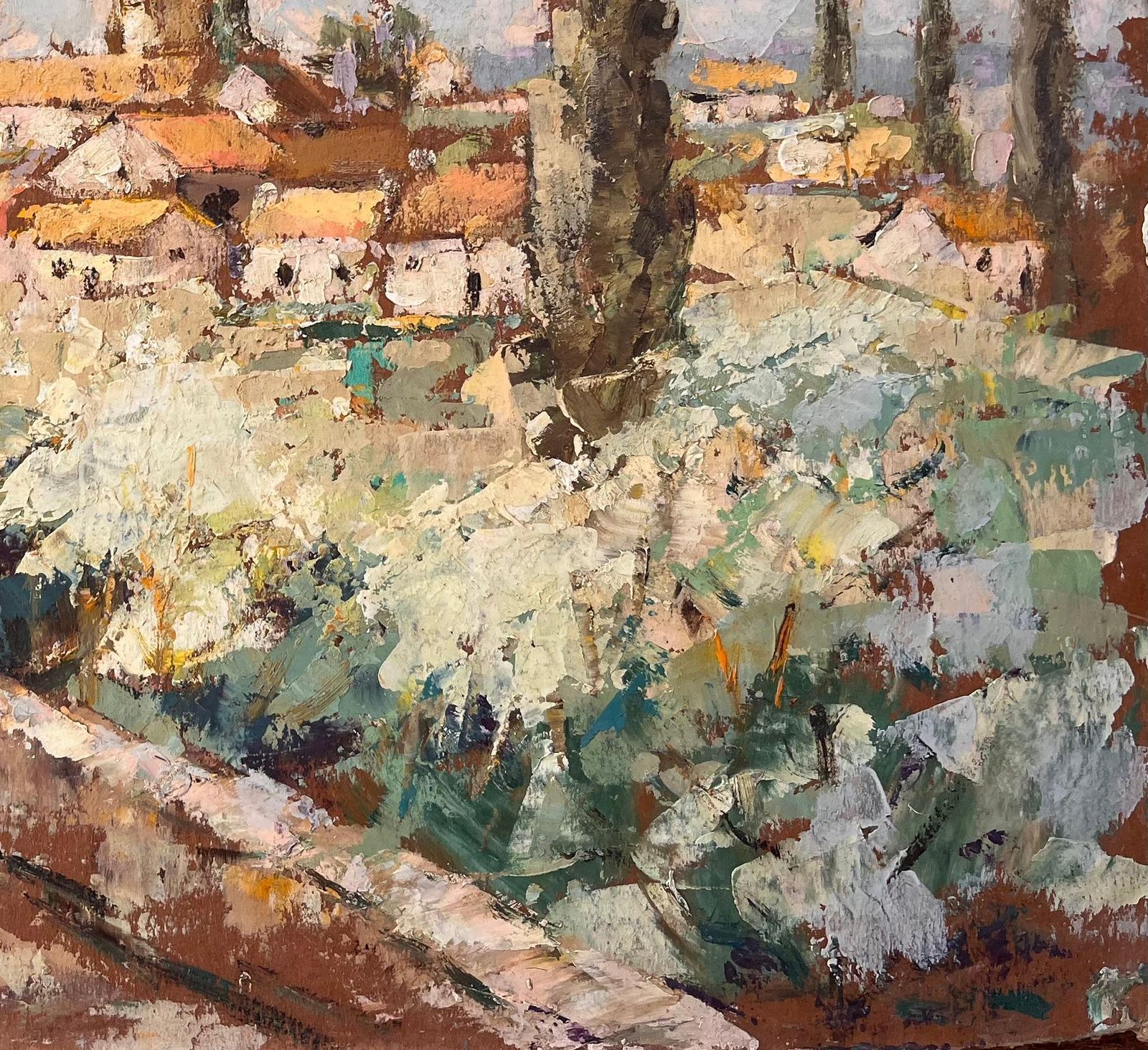 Fanch Lelimpressionist View Of Moissac France With Church Tower And Blossoming Trees photo 586.0