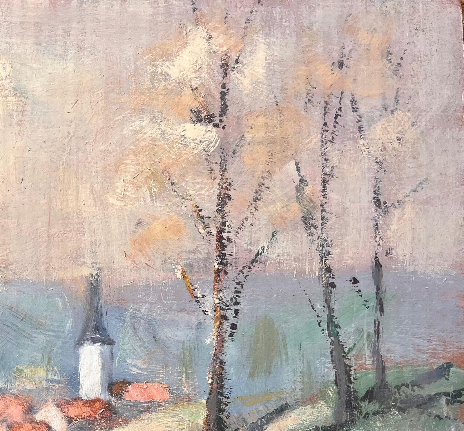Fanch Lelimpressionist Countryside Scene With Church Spire Red Roofs And Autumn Trees photo Art