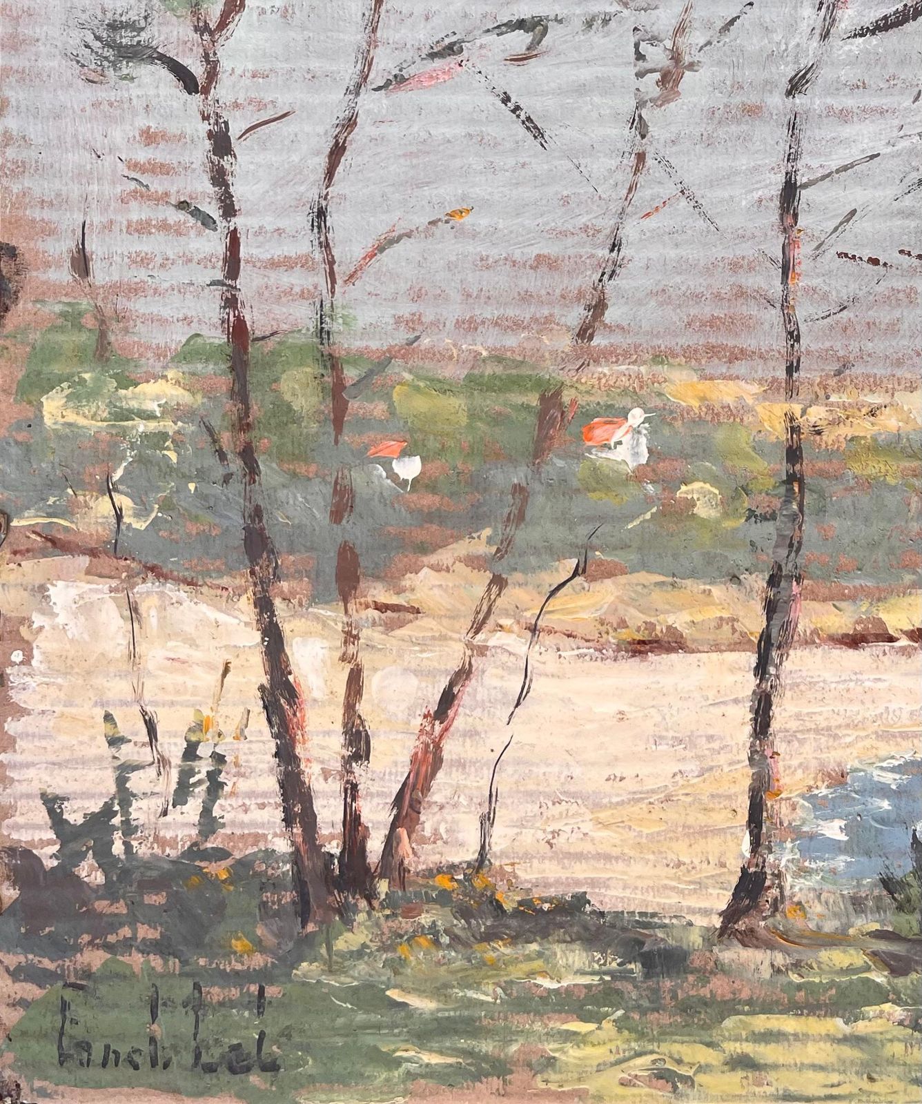 Fanch Lelimpressionist Coastal Landscape With Pine Trees Sandy Shore And Distant Cottages photo vinterior