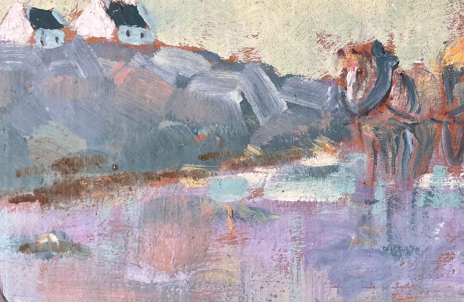 Fanch Lelimpressionist Rural Scene With Horse Cart And Farm Worker In Coastal Village photo 576.0