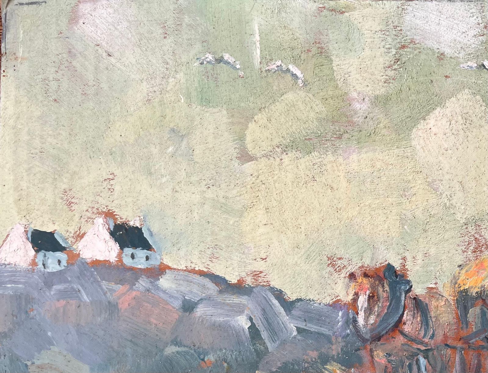 Fanch Lelimpressionist Rural Scene With Horse Cart And Farm Worker In Coastal Village photo vinterior