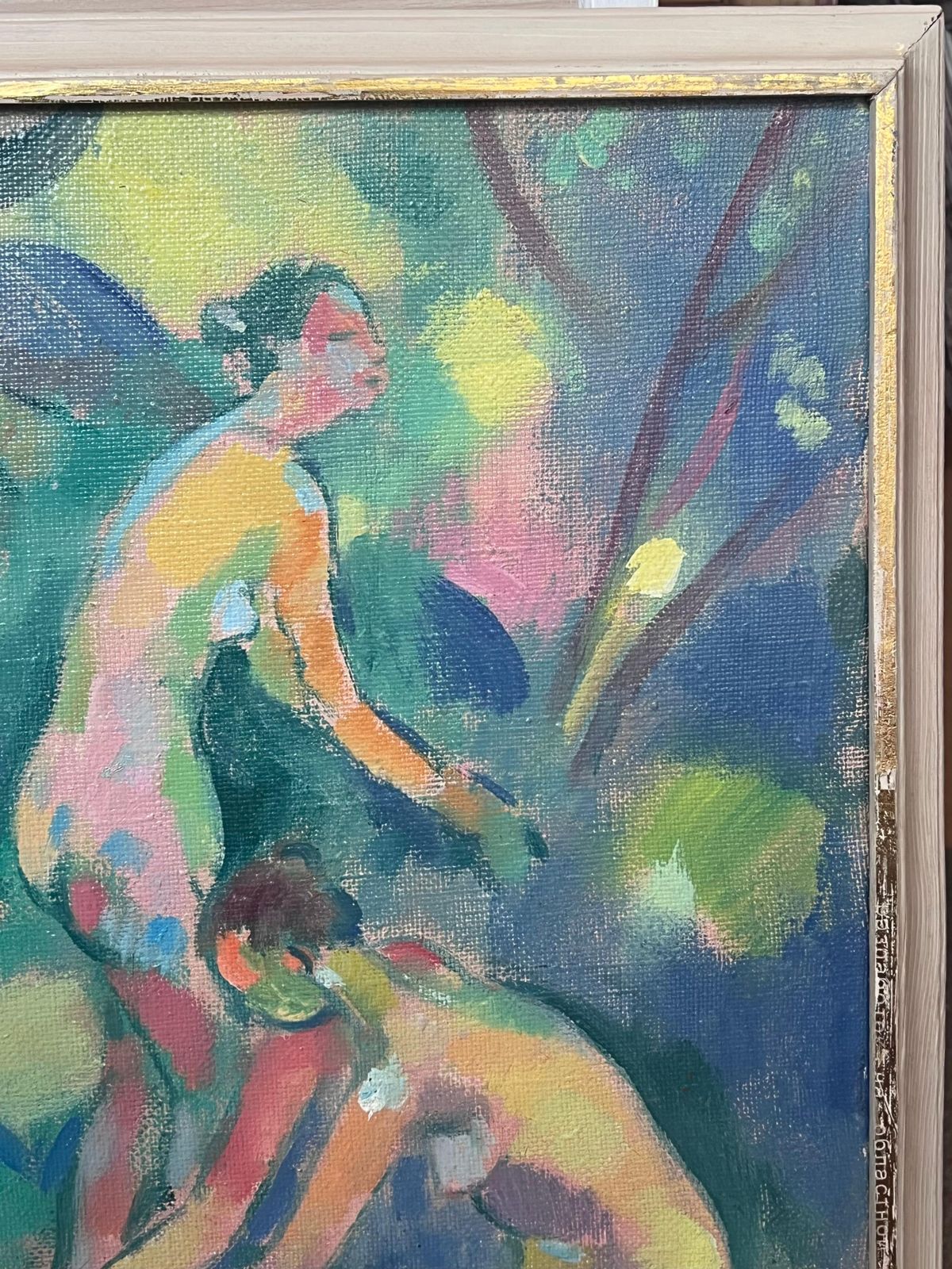 photo furniture Alexander Khaninlarge Russian Post Impressionist Signed Oil Painting Nude Bathers In Woodland1998
