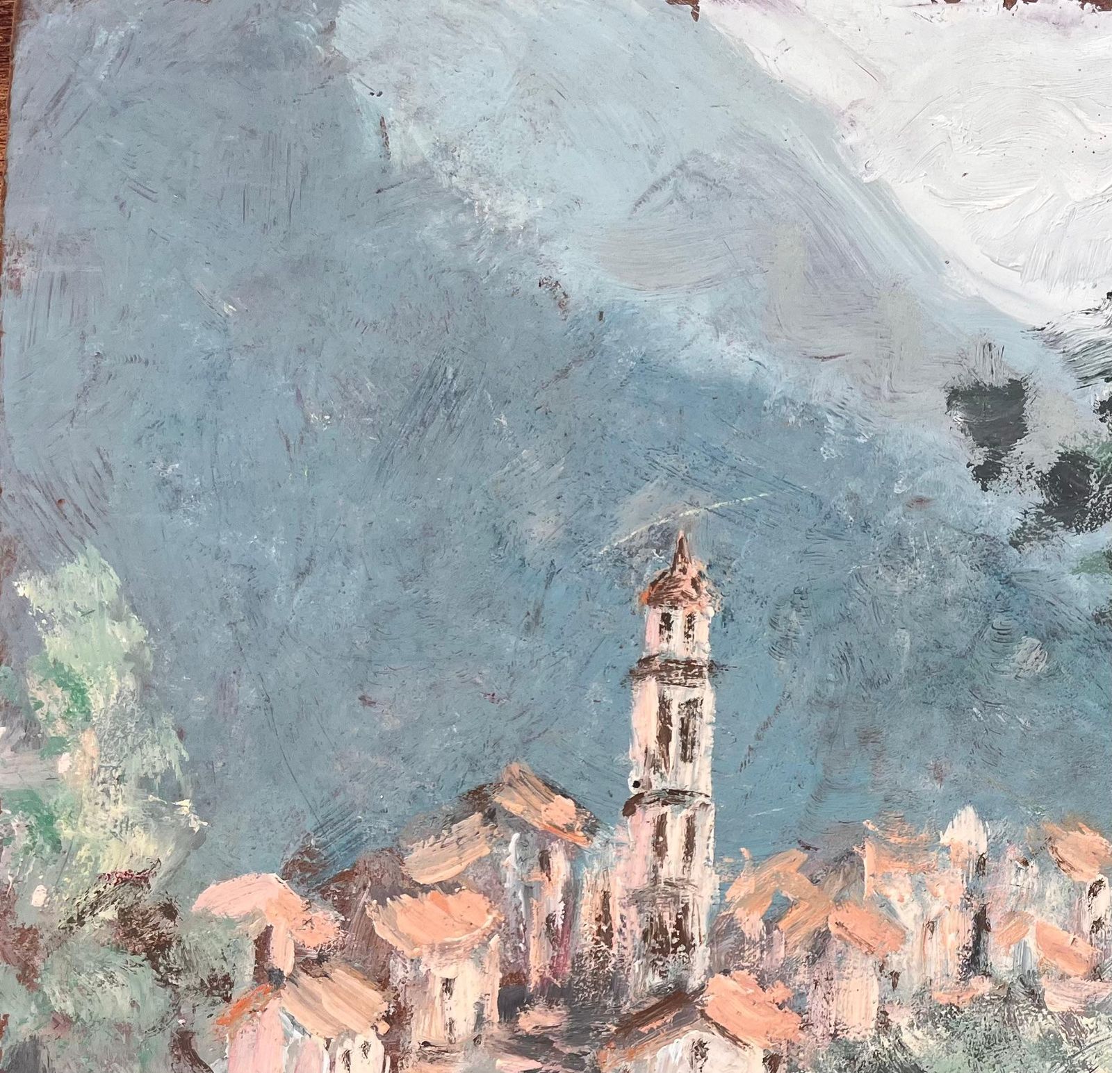 Fanch Lelimpressionist Village Scene With Tower And Olive Tree View Of Monte Maggiore photo Art