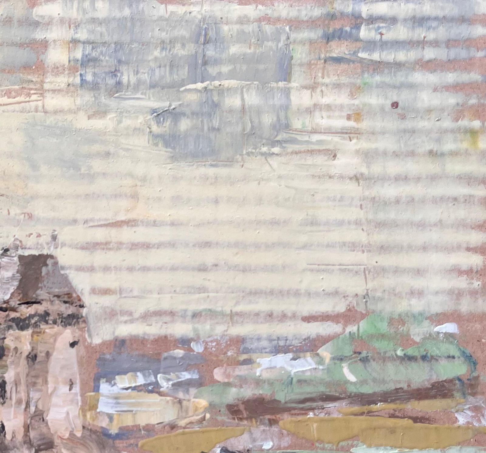 Fanch Lelimpressionist Coastal Village With Boats And Tower In Muted Pastel Palette photo vinterior