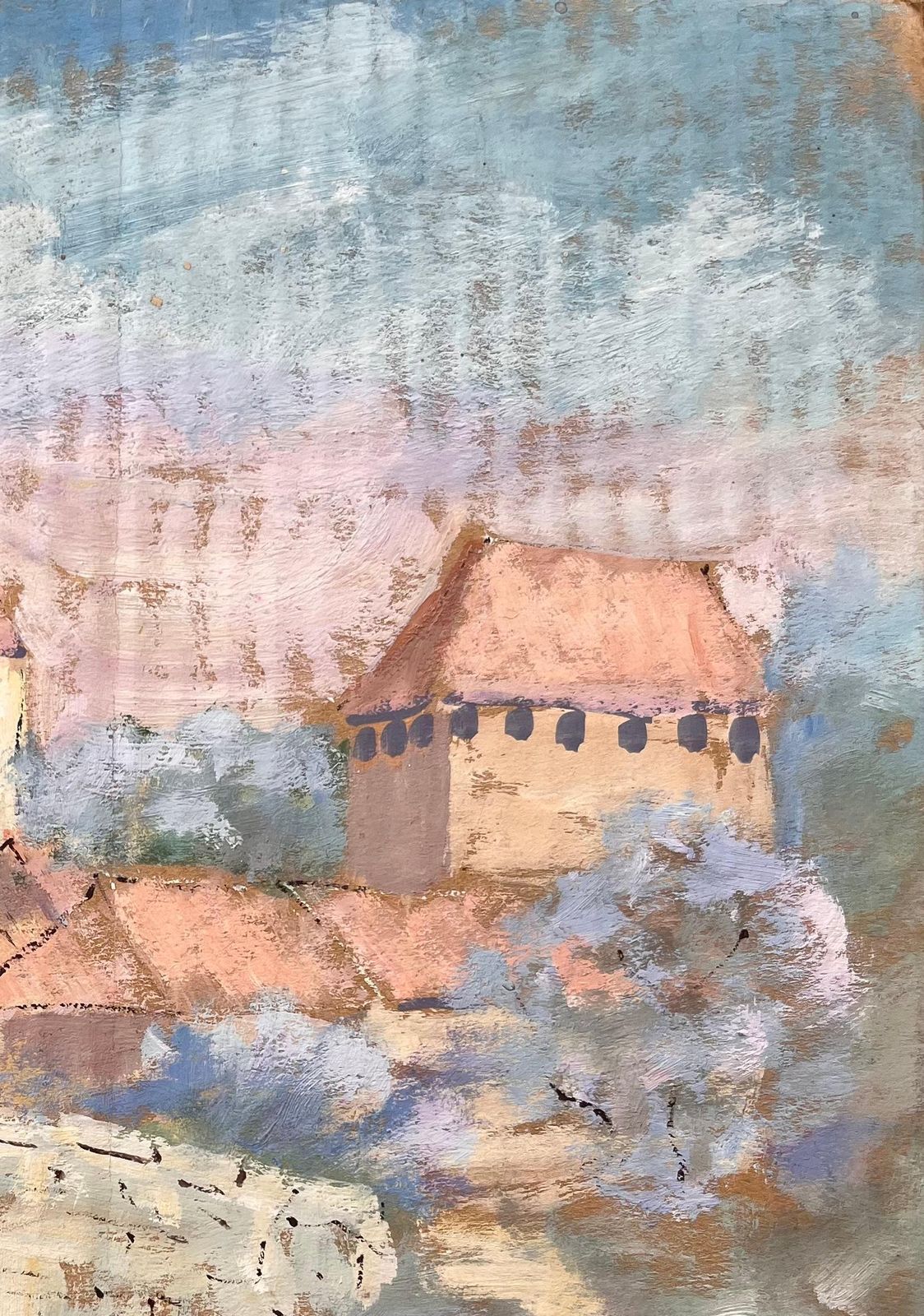 Fanch Lelimpressionist French Harvest Landscape With Stone Bridge And Castle Near Amiens1996 photo 439.0