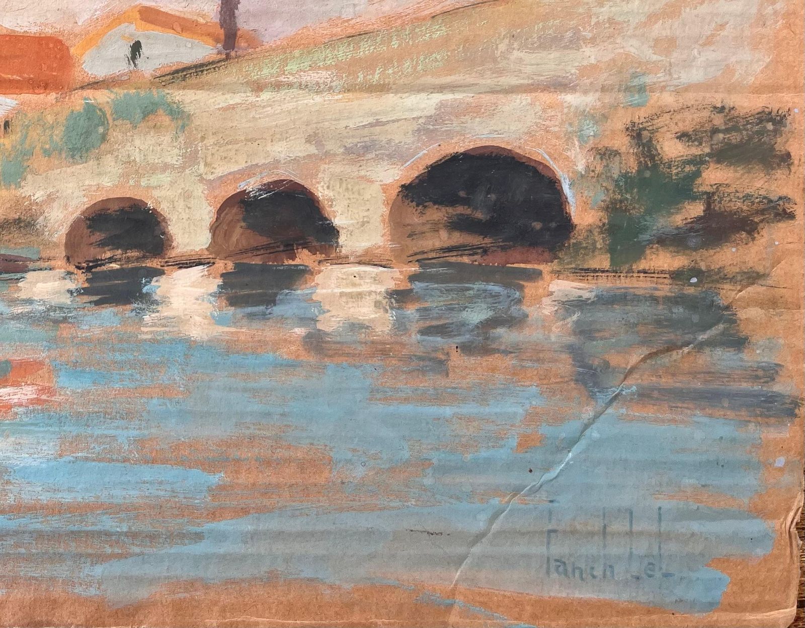 Fanch Lelfrench Impressionist Landscape Of Brunoy And The Old Bridge Of Boussy photo for sale