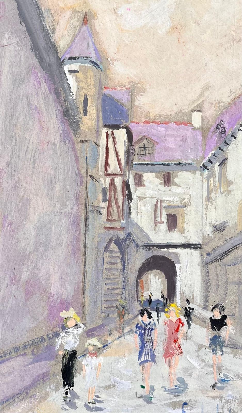 Fanch Lelimpressionist Street Scene Of Mont Saint Michel With Tourists And Buildings1993 photo buy