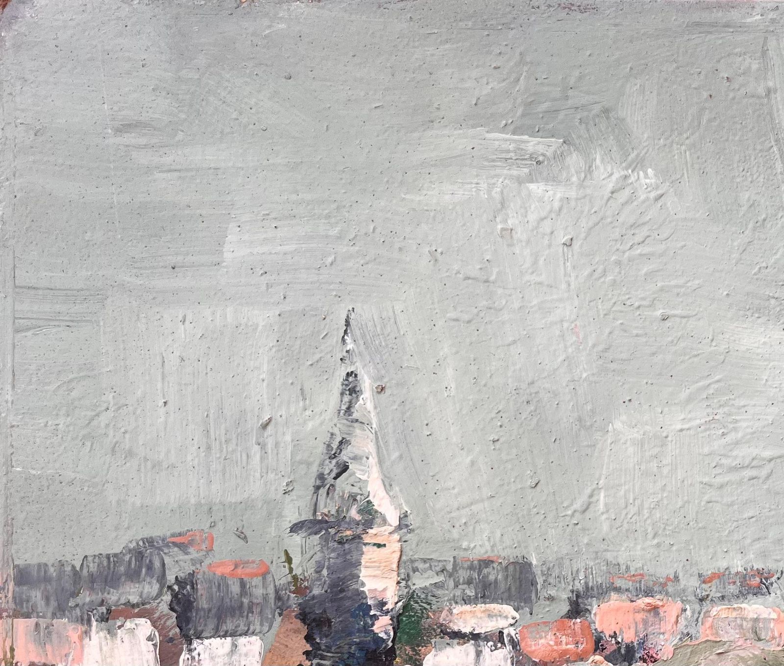 Fanch Lelfrench Village Landscape Oil Painting With Church Spire Reflection And Tree photo Art